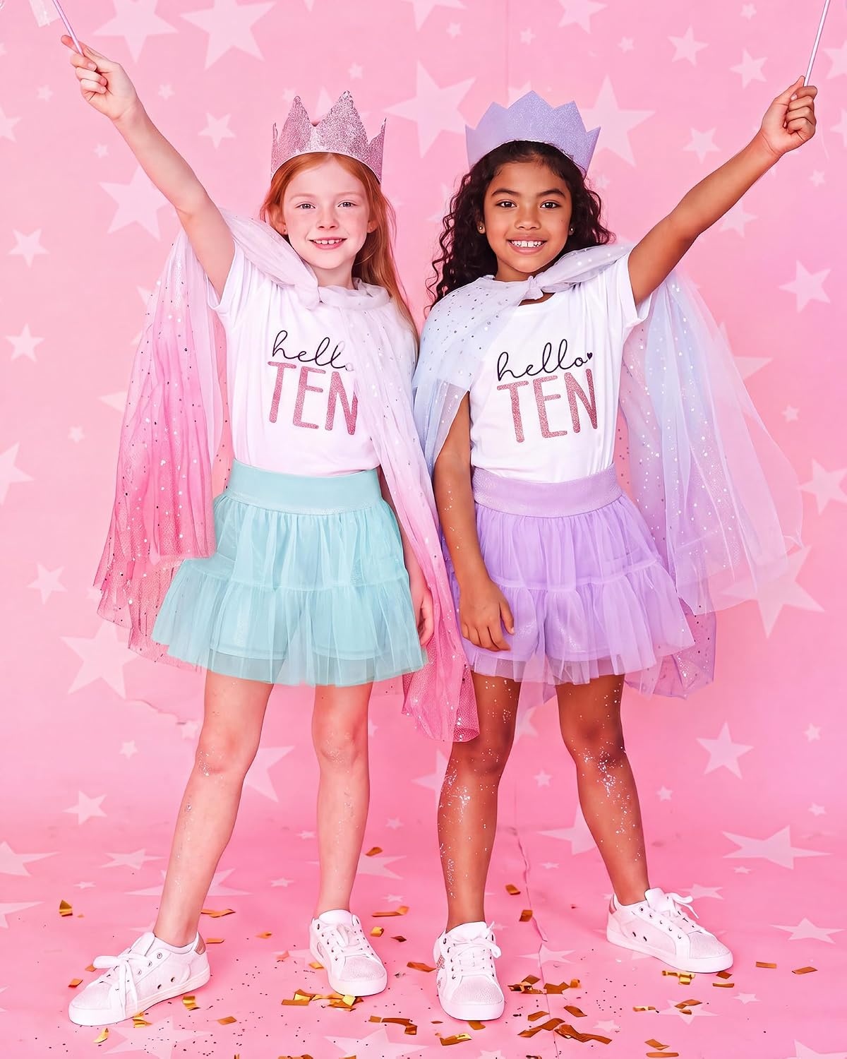 Stelle Girls Tutu Skirt with Metallic Short Tulle Ballet Dance Skort(Light Blue)
