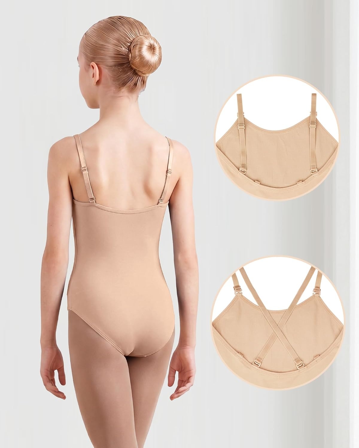 Stelle Girls Seamless Camisole Leotard with Convertible Tights(Rose Beige)
