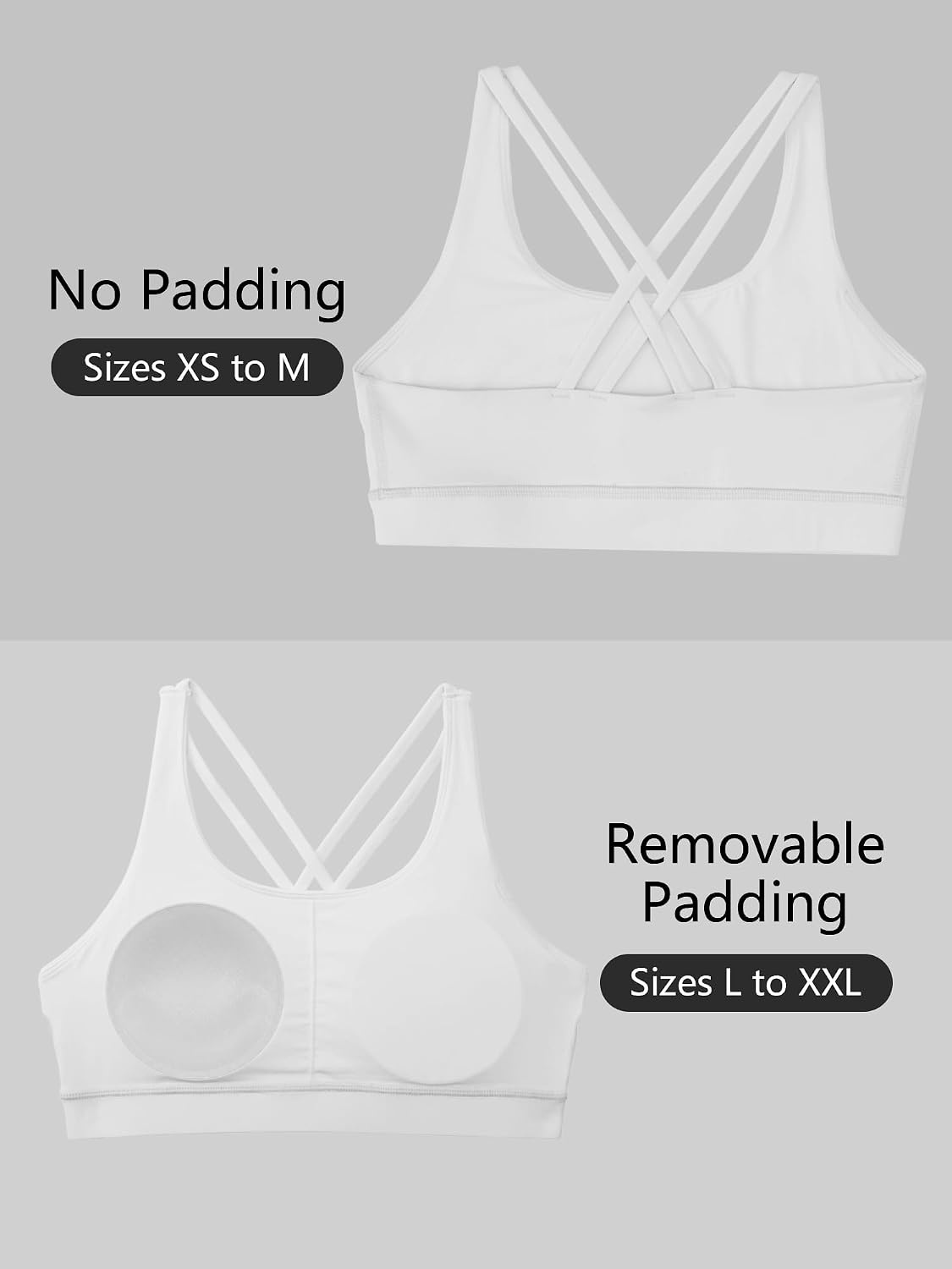 Stelle Girls Sports Bra Cross Back Training Bras for Dance Yoga 6Y-15Y(White)