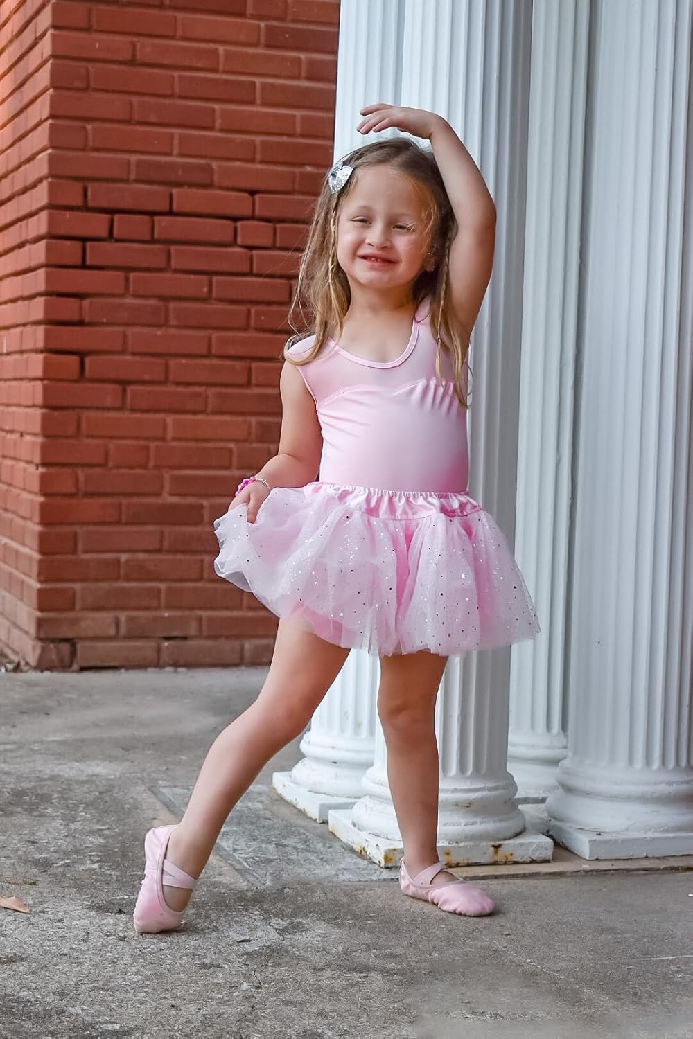 Stelle Leotards for Girls Ballet Dance Leotard Mesh Short Sleeve Gymnastics Outfits for Toddler/Little/Big Kids(Ballet Pink (Mesh Cap Sleeves))