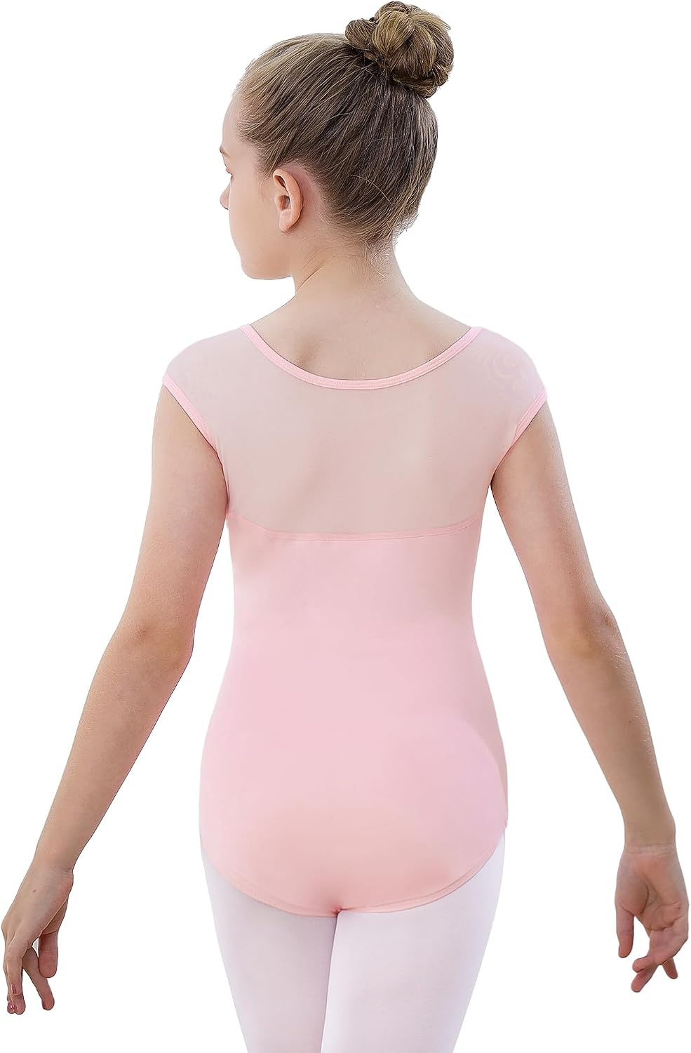 Stelle Leotards for Girls Ballet Dance Leotard Mesh Short Sleeve Gymnastics Outfits for Toddler/Little/Big Kids(Ballet Pink (Mesh Cap Sleeves))
