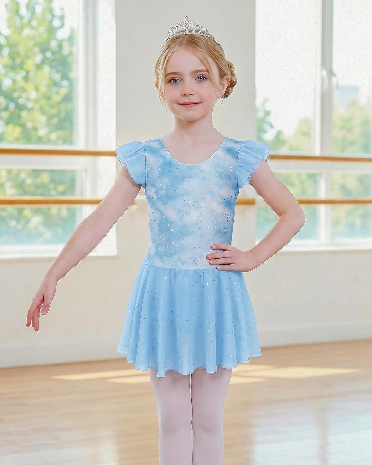 Stelle Ballet Leotards for Girls Toddler Dance Leotard Gymnastic Outfits(Cloudburst Blue)
