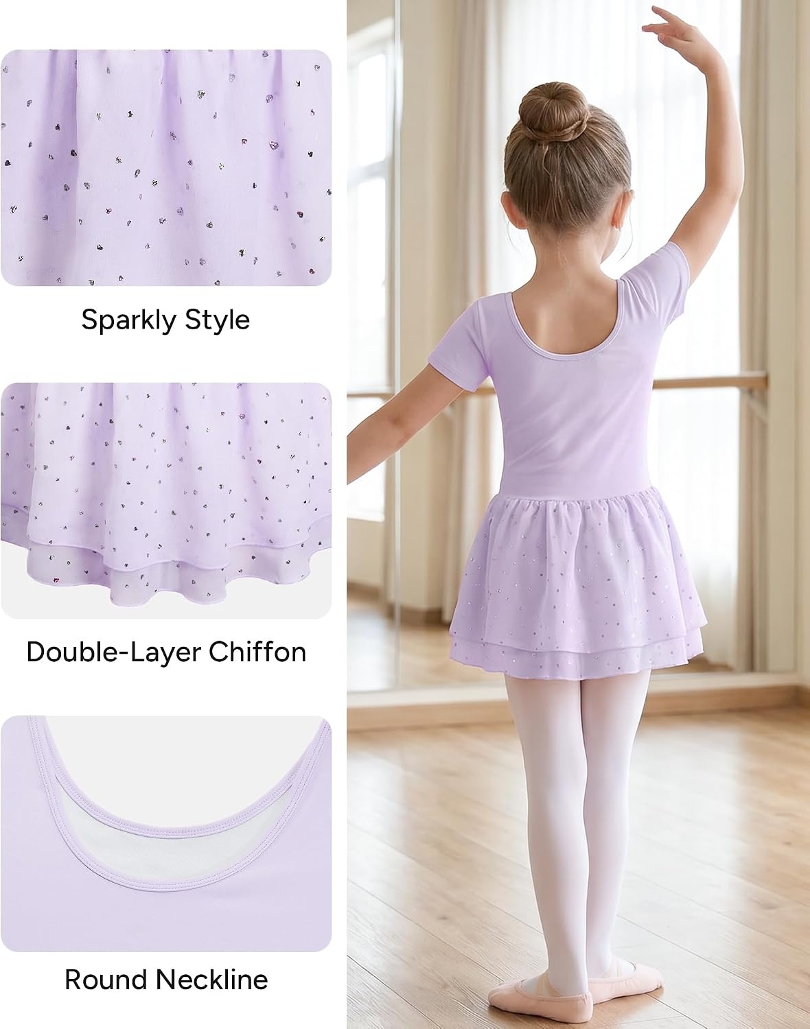 Stelle Ballet Leotards for Girls Toddler Dance Ballerina Costumes Dresses(Lavender)