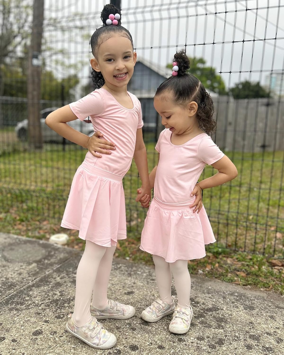 Stelle Ballet Skirts for Girls Toddler Dance Skirt Chiffon Kids Ballet Wrap Skirts(03-black+pink(pull On))