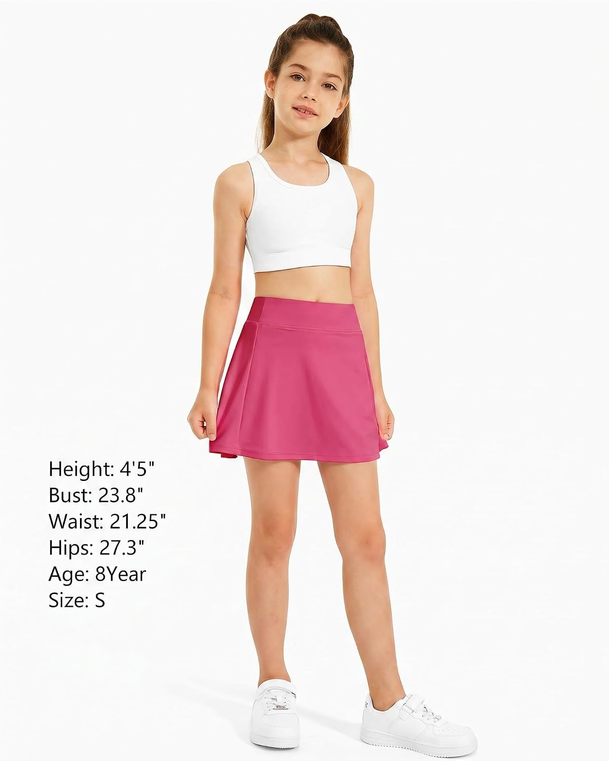 Stelle Girls A-Line Tennis Skort with Built-in Shorts for Sports Play(Dreamhouse Pink)