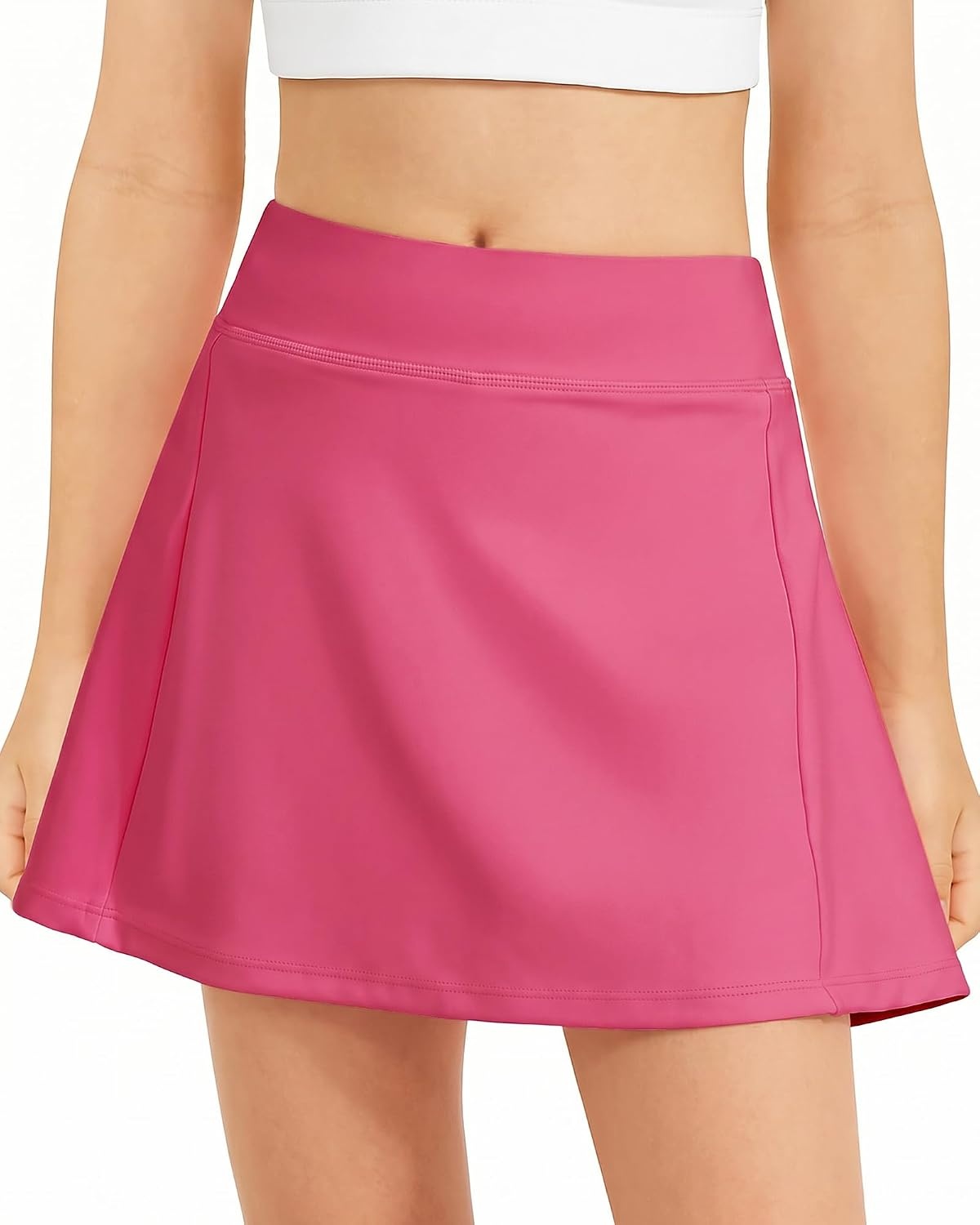 Stelle Girls A-Line Tennis Skort with Built-in Shorts for Sports Play(Dreamhouse Pink)