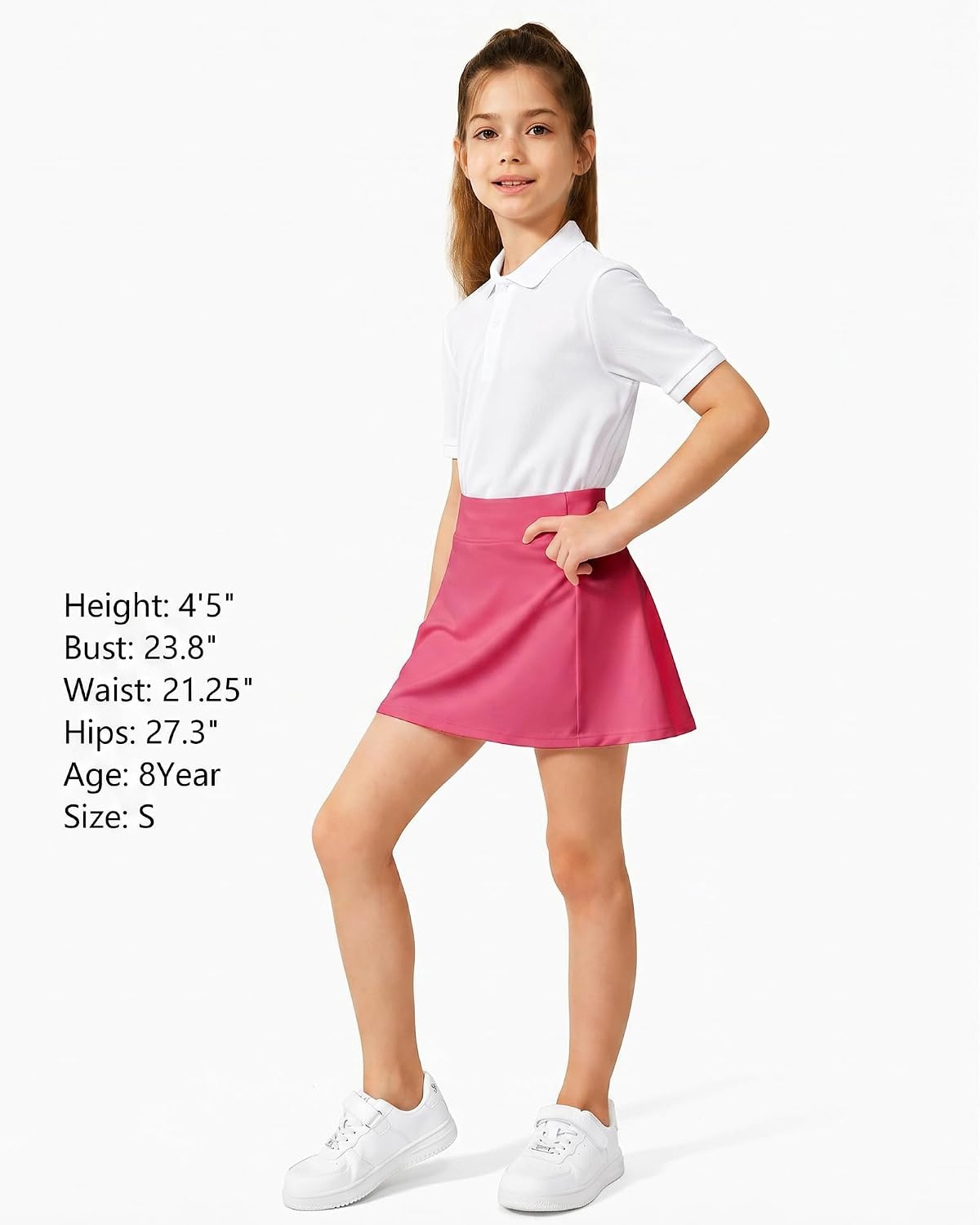 Stelle Girls A-Line Tennis Skort with Built-in Shorts for Sports Play(Dreamhouse Pink)
