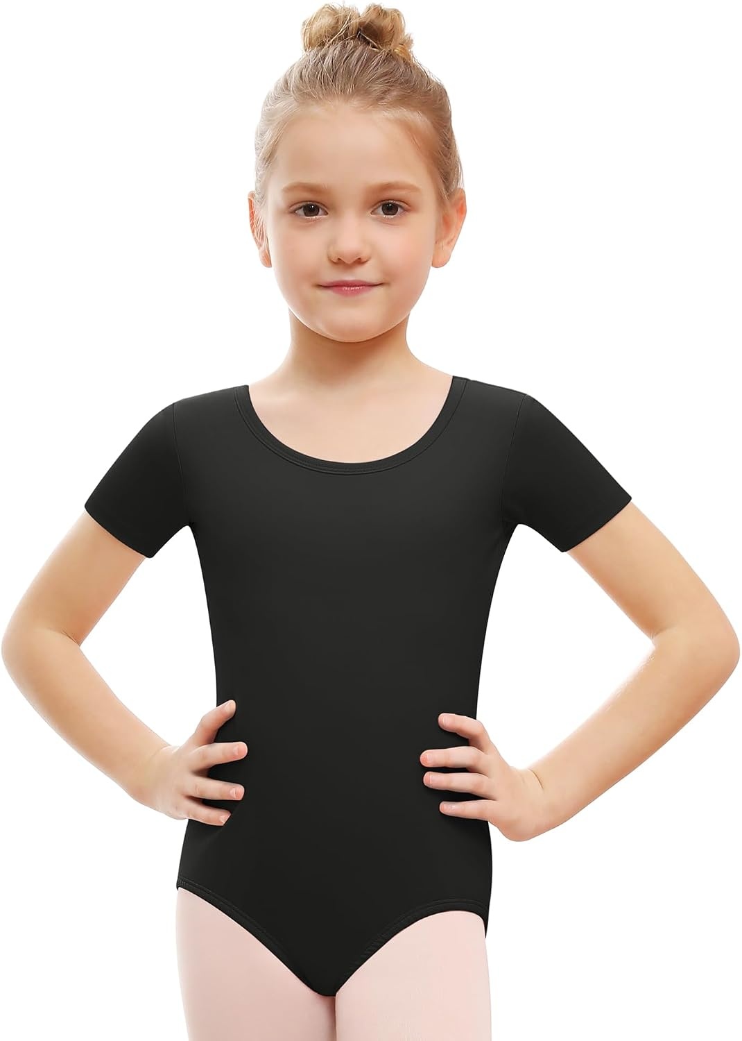 Stelle Ballet Leotards for Girls Short Sleeve Gymnastics Dance Outfit 2-16Y | Scoop neckline, Stretch fabric, Comfortable fit, Skin-friendly, Gymnastics & Ballet, Toddler dancewear, Kids bodysuit(Black)