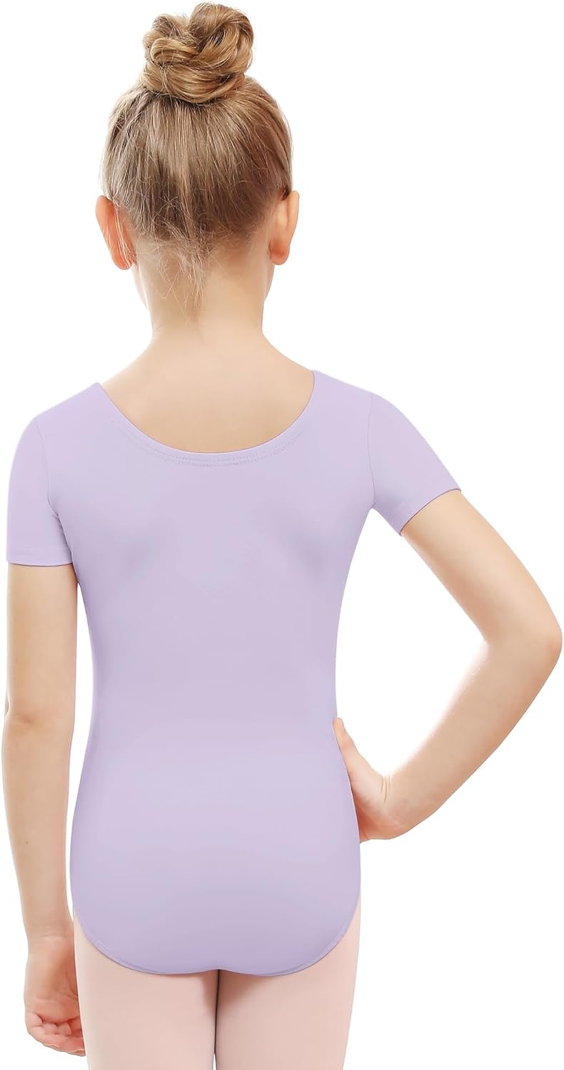 Stelle Ballet Leotards for Girls Short Sleeve Gymnastics Dance Outfit 2-16Y | Scoop neckline, Stretch fabric, Comfortable fit, Skin-friendly, Gymnastics & Ballet, Toddler dancewear, Kids bodysuit(Lavender)