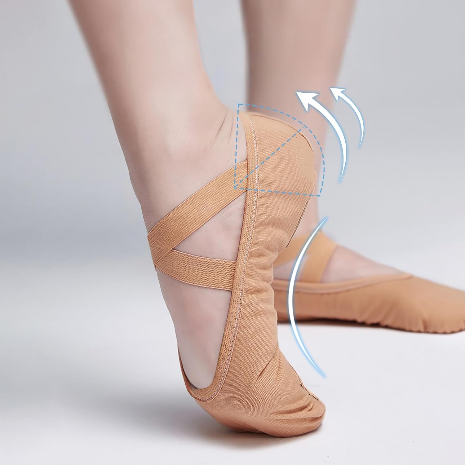 STELLE Ballet Shoes for Women Highly Stretch Canvas Dance Slipper Yoga Shoes for Girls/Adults(Tan)