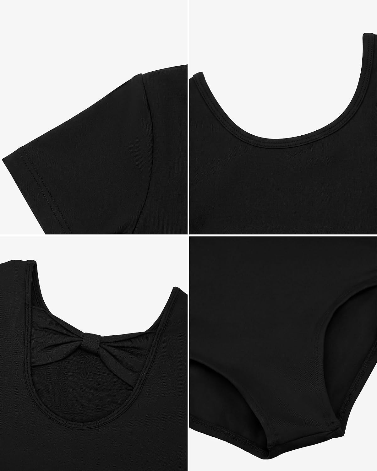 Stelle Ballet Leotards for Girls Short Sleeve Gymnastics Dancewear 2-14Y(Black)