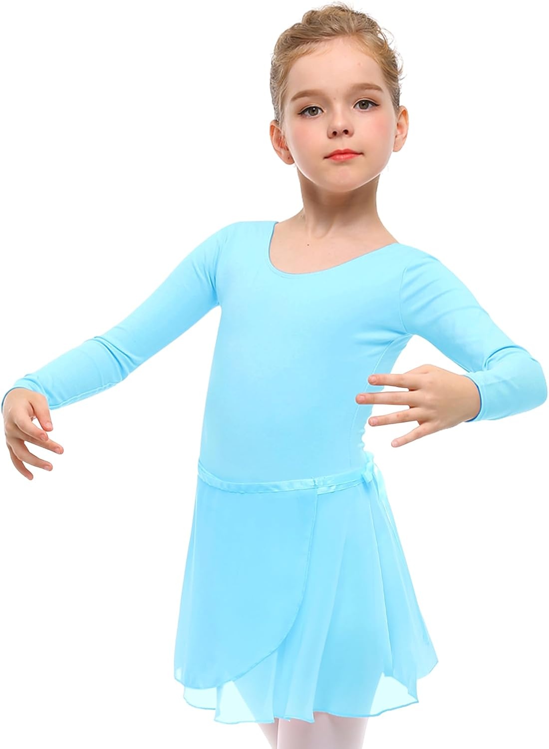 Stelle Girls Ballet Leotards Toddler Dance Combo with Skirt and Tights | Crew neck, Removable ballet skirt, Durable footed tights, Fully lined front, High elasticity & durable, Breathable(Pool Blue)