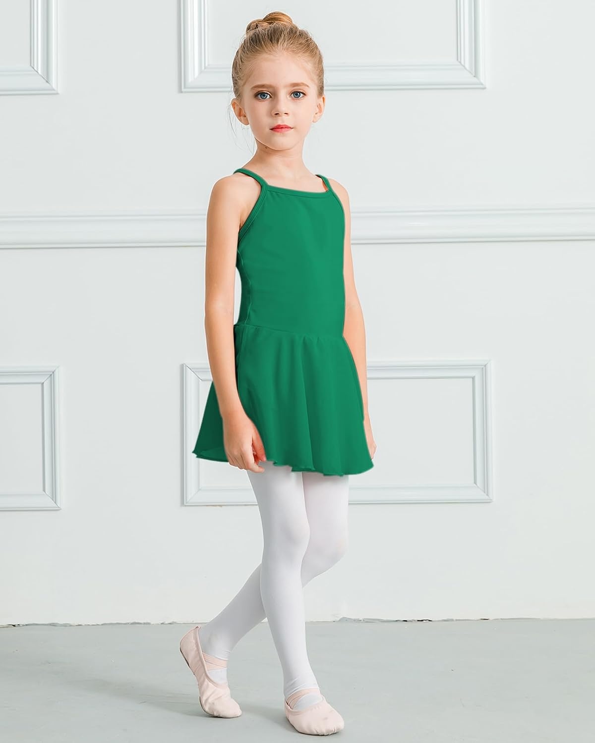 Stelle Toddler Ballet Leotards for Girls,Dance Leotard for Girls,Camisole Toddler Ballet Outfit for Studio Outdoor Daily Wear(Style 1-green)