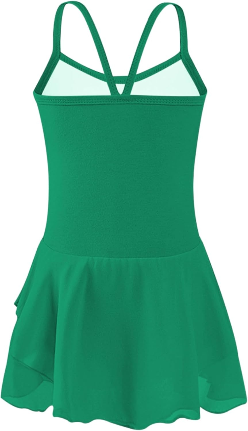 Stelle Toddler Ballet Leotards for Girls,Dance Leotard for Girls,Camisole Toddler Ballet Outfit for Studio Outdoor Daily Wear(Style 1-green)