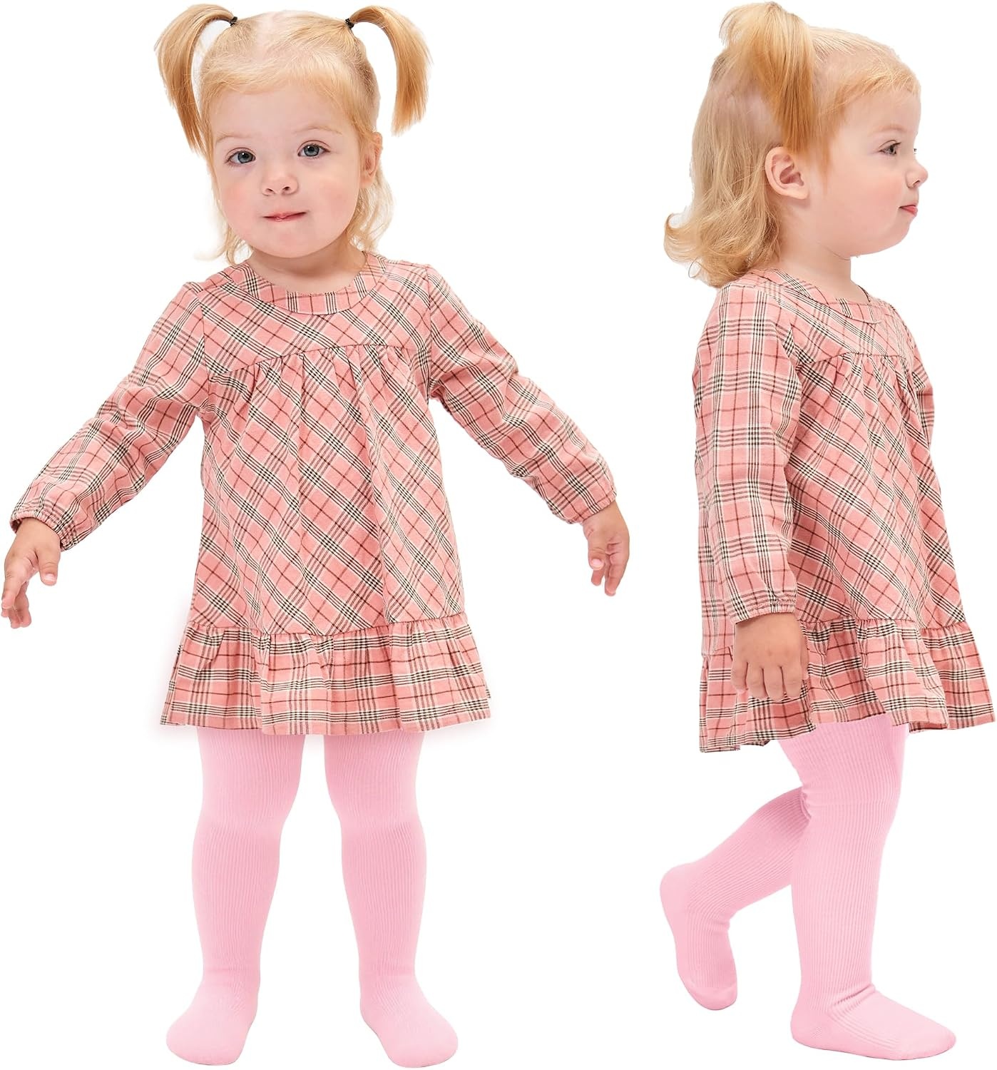 Stelle Toddler Girls Tights Baby Cable Knit Stockings Thick Cotton Legging(1-pink)