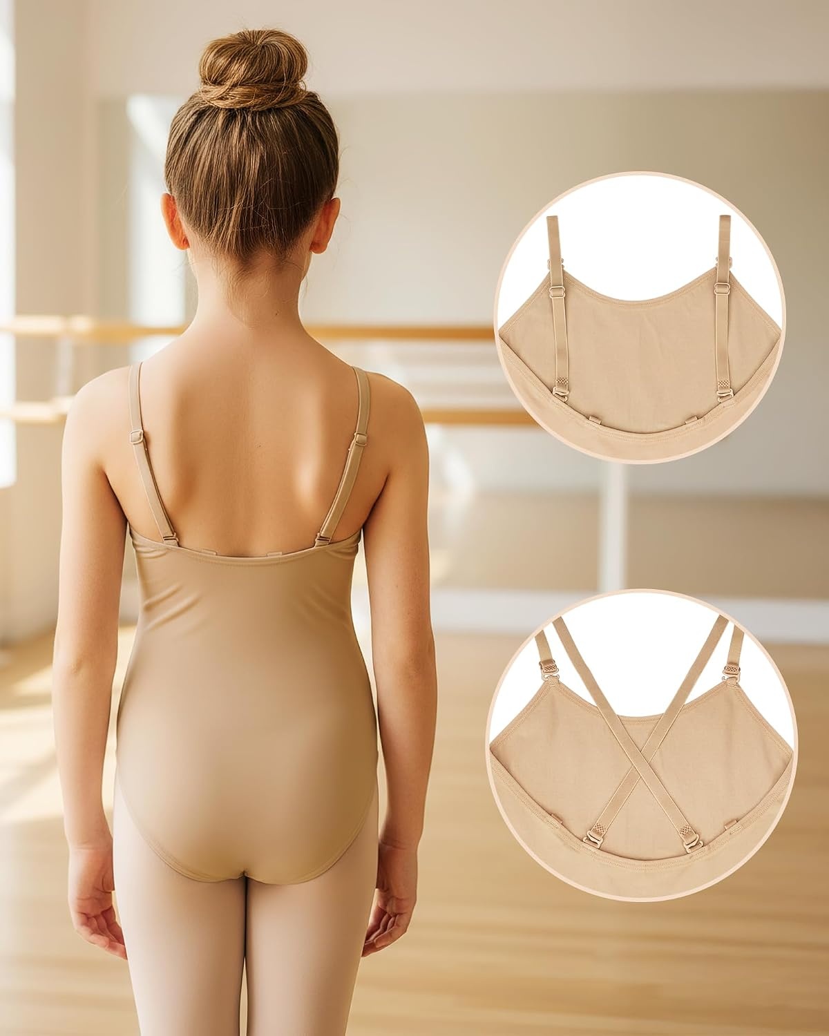 Stelle Girls Camisole Ballet Leotard Seamless Undergarment for Dance | Adjustable straps, Nude & clear strap, Soft, Breathable, Comfortable, Ballet, Gymnastics, Toddler, Little Big Kids(Nude)