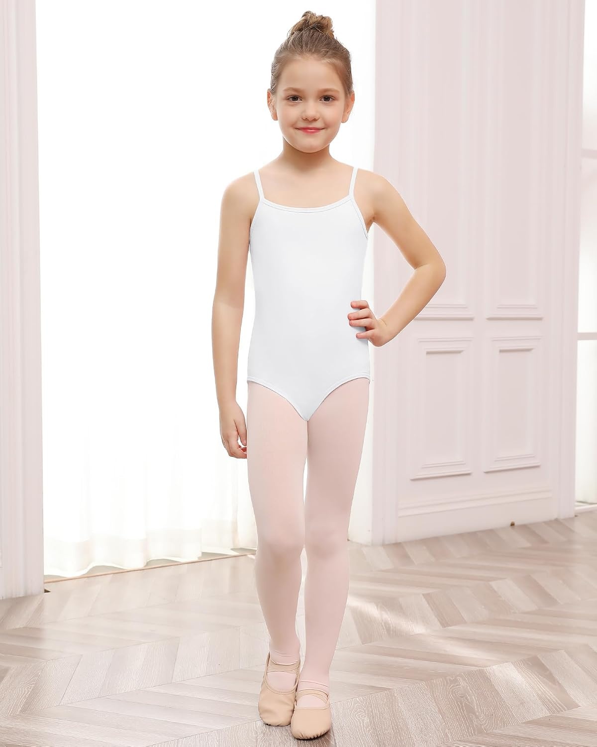 Stelle Gymnastics Leotards for Girls Camisole Ballet Tumbling Outfits 2-16Y | Adjustable straps, Stretch fabric, Comfortable fit, Skin-friendly, Gymnastics & Ballet, Toddler dancewear, Kids bodysuit(White)