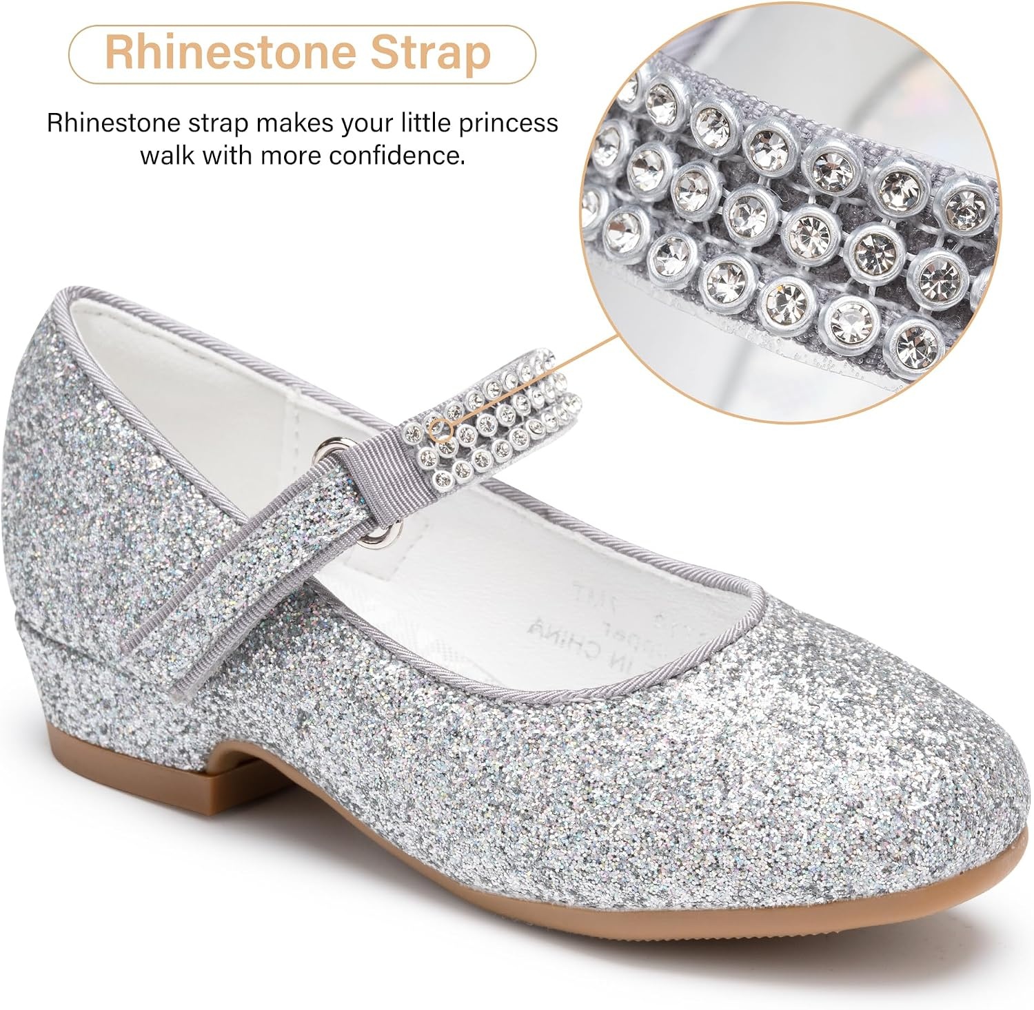 Stelle Girls Mary Jane Dress Shoes Low Heel Glitter Patent Bow Kids Party Wedding Flower Girl School Shoes(Toddler/Little/Big Kid)(Glitter Mary Jane-silver)