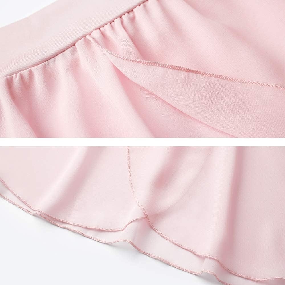 Stelle Ballet Skirts for Girls Toddler Dance Skirt Chiffon Kids Ballet Wrap Skirts(03-pink+white((pull On))