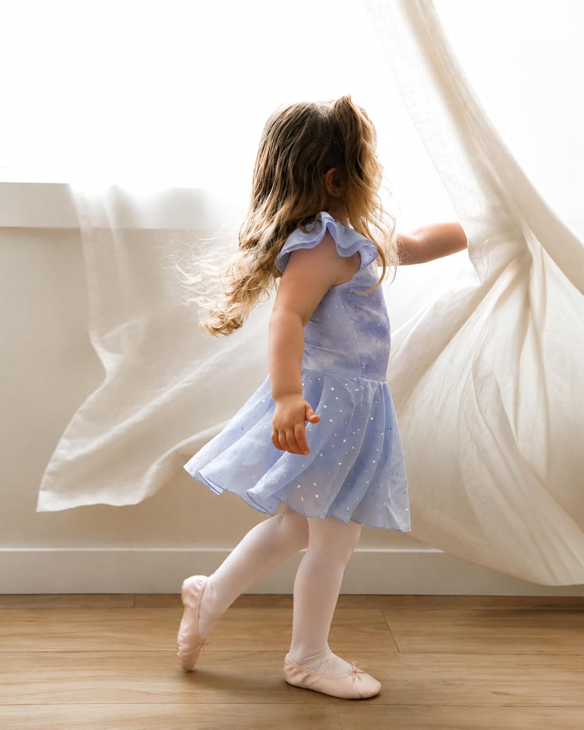 Stelle Ballet Leotards for Girls Toddler Dance Leotard Shiny Flutter Sleeve Ballet Dresses Gymnastic Ballerina Outfit(Cloudburst Purple)
