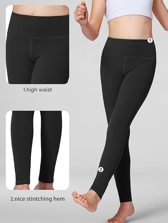 Stelle Girls Athletic Leggings Kids Dance Workout Running Yoga Pants with Hidden Pocket(A3-2-pack-black)