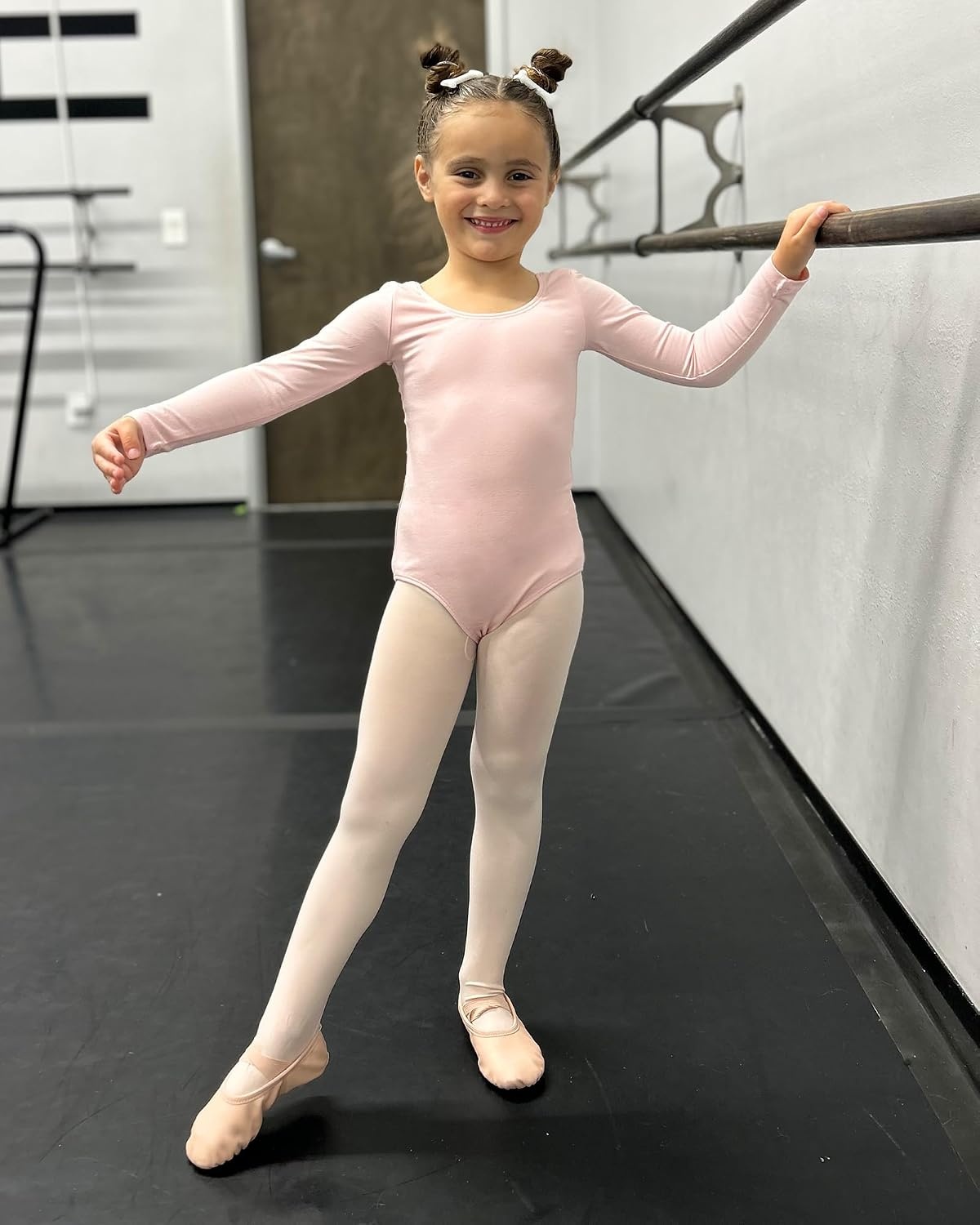 Stelle Long Sleeve Ballet Leotards for Girls Dance Leotard Gymnastics Ballet Outfits (Toddler/Little Kid/Big Kid) | Soft cotton, Breathable, Full front lining, Ballet, Gymnastic, Performance, Party, Cheer leading, Toddler, Little Big Kids(Ballet Pink)