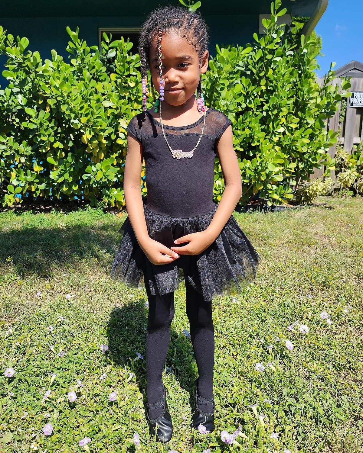 Stelle Ballet Leotards for Girls with Tutu Skirt Ballerina Dance Costumes(01-black)