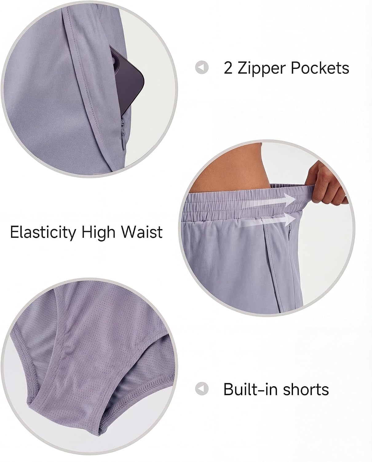 Stelle Girl’s Athletic Shorts with Zipper Pockets Elastic Waist Running Short Basketball Volleyball Soccer Shorts for Teen(Purple Haze)