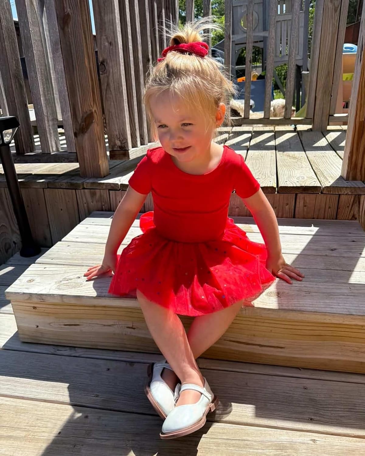 Stelle Girls Ballet Leotards with Sequin Tutu Dress Toddler Dance Outfit | Girls Dance Tutu Dresses, Short Sleeve, Fluffy Tulle skirted, Ballerina Costumes for Dance Classes, Recitals, Performance(Red)