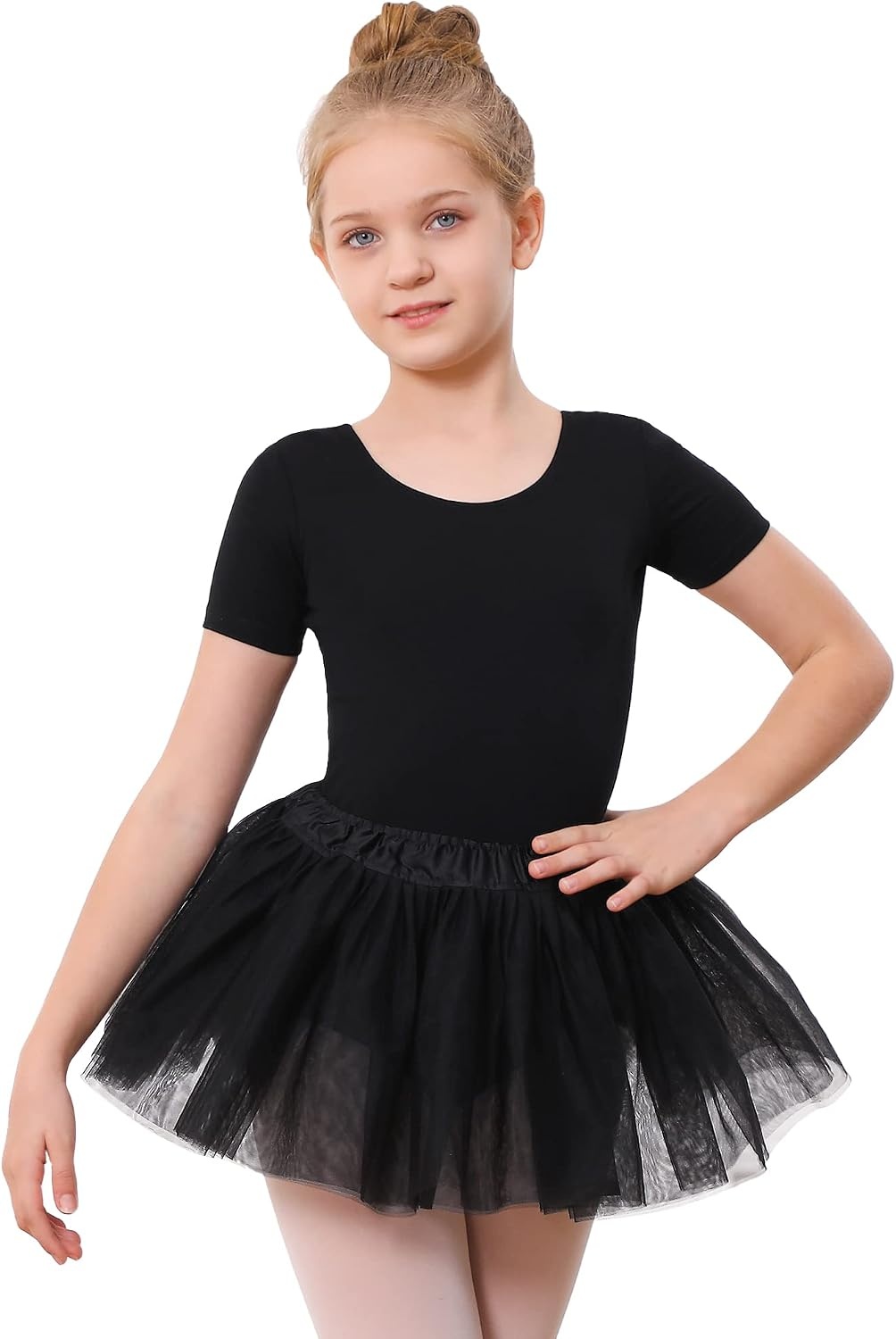 Stelle Ballet Skirts for Girls Toddler Dance Skirt Chiffon Kids Ballet Wrap Skirts(06-black Tutu Skirt)