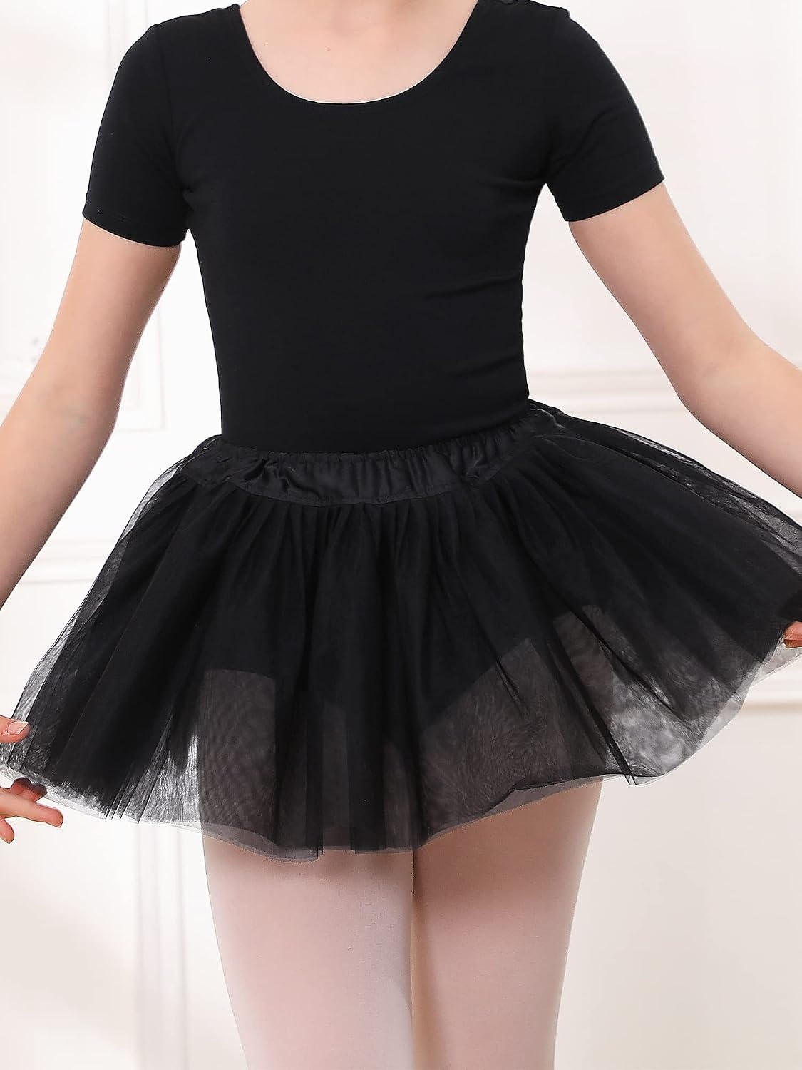 Stelle Ballet Skirts for Girls Toddler Dance Skirt Chiffon Kids Ballet Wrap Skirts(06-black Tutu Skirt)
