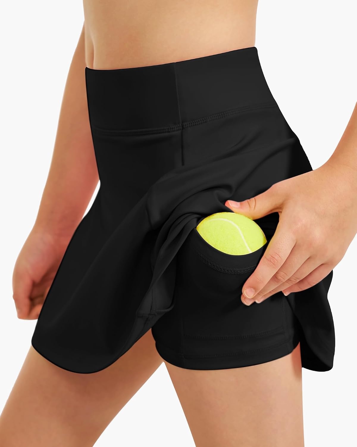 Stelle Girls A-Line Tennis Skort with Built-in Shorts for Sports Play | Lightweight fabric, Elastic waistband, Free movement, Tennis, Golf, Pickleball, School activities(Black)