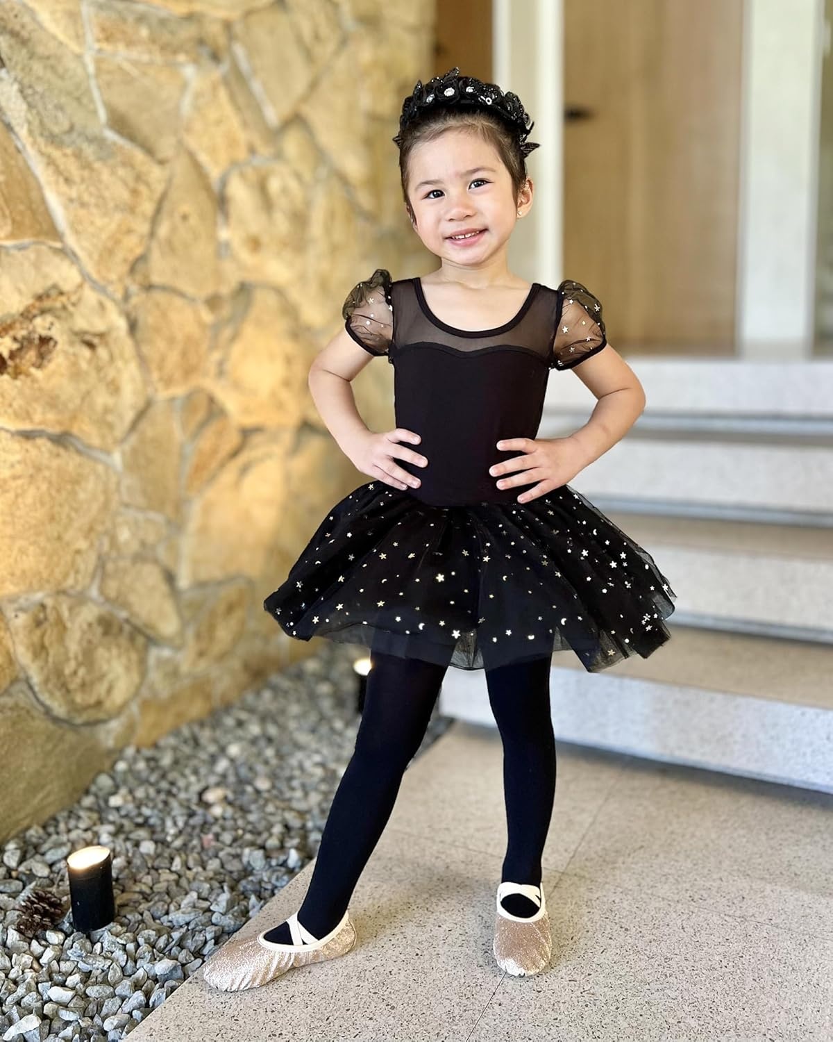 Stelle Girls Ballet Dance Students School Footed Tight (Toddler/Little Kid/Big Kid)(1-black)