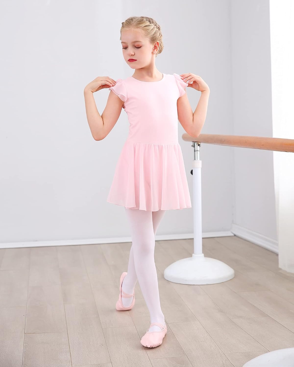 Stelle Ballet Leotards for Girls Dance Leotard with Skirt Kids Dance Dress(2-ballet Pink)