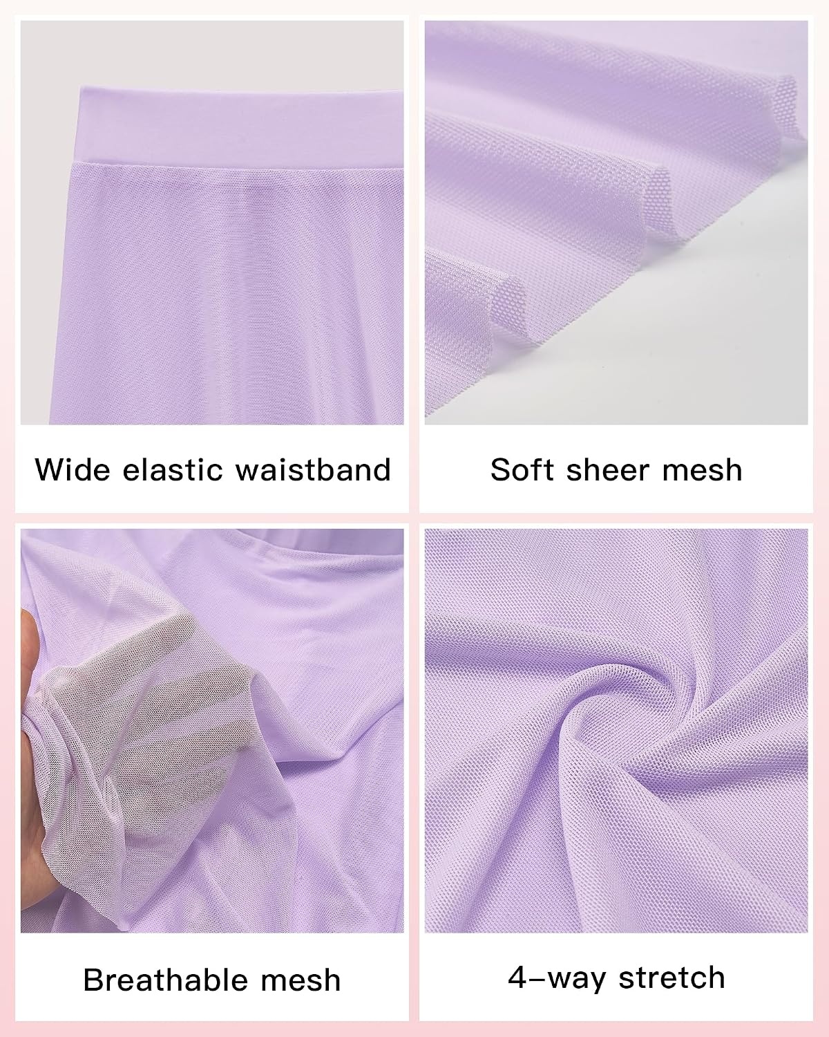 Stelle Women Ballet Skirt Chiffon Wrap Skirt Pull On Adult Dance Skirt Elastic Mesh Sheer Ballerina Outfit Dancewear(Lavender)