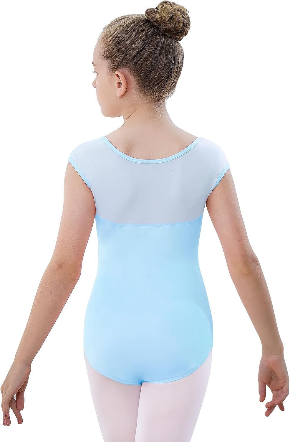Stelle Leotards for Girls Ballet Dance Leotard Mesh Short Sleeve Gymnastics Outfits for Toddler/Little/Big Kids(Blue (Mesh Cap Sleeves))
