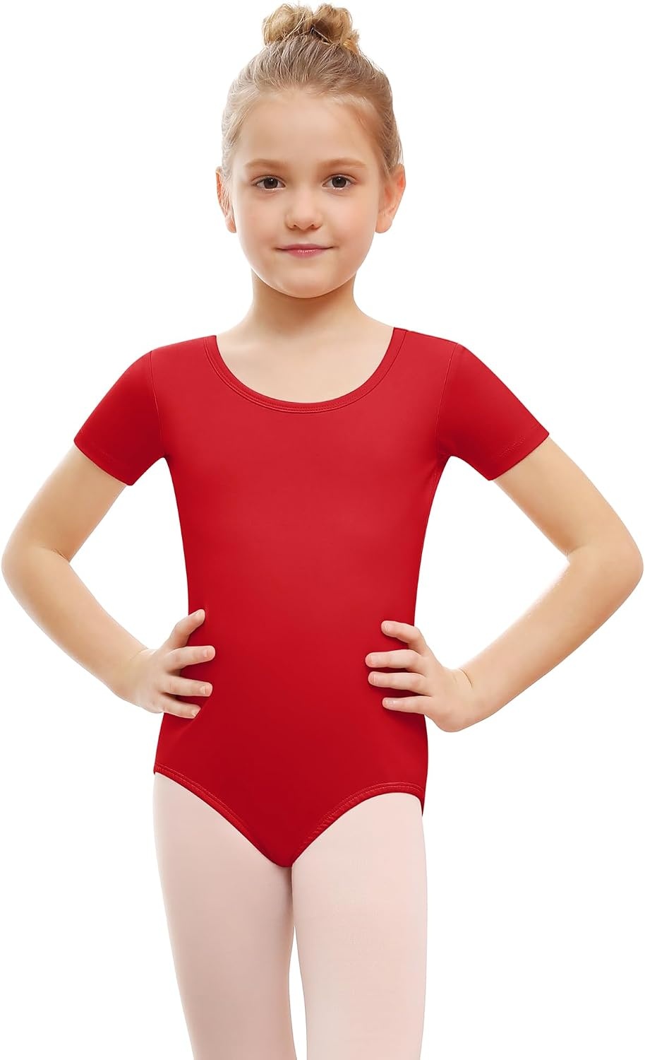 Stelle Ballet Leotards for Girls Short Sleeve Gymnastics Dance Outfit 2-16Y | Scoop neckline, Stretch fabric, Comfortable fit, Skin-friendly, Gymnastics & Ballet, Toddler dancewear, Kids bodysuit(Red)