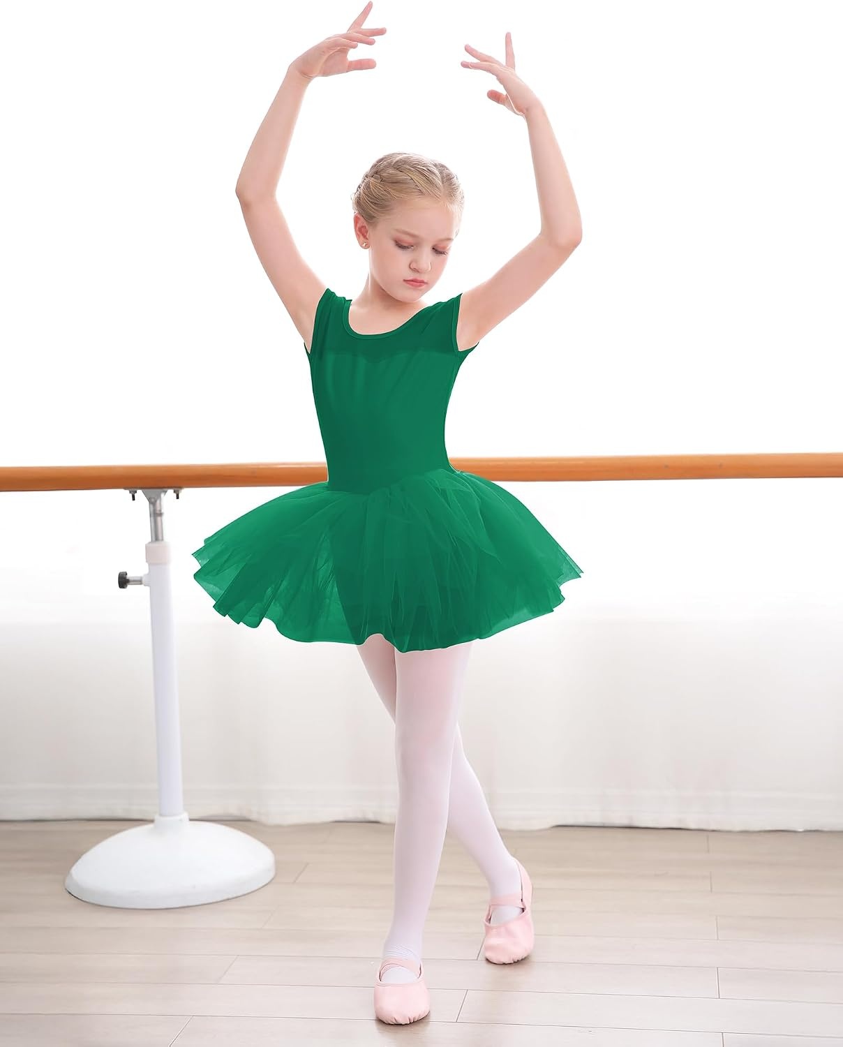 Stelle Ballet Leotards for Girls with Tutu Skirt Ballerina Dance Costumes(01-green)
