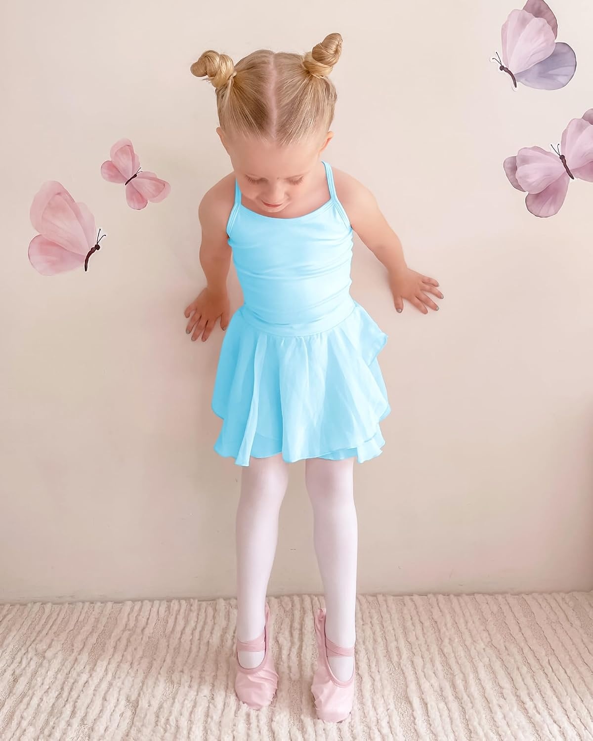 Stelle Toddler Ballet Leotards for Girls,Dance Leotard for Girls,Camisole Toddler Ballet Outfit for Studio Outdoor Daily Wear(Style 1-pool Blue)