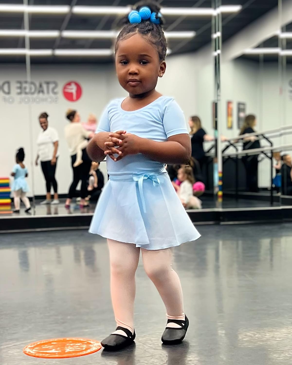 Stelle Girls Ballet Leotards Toddler Dance Combo with Skirt and Tights | Crew neck, Removable ballet skirt, Durable footed tights, Fully lined front, High elasticity & durable, Breathable(1-blue)