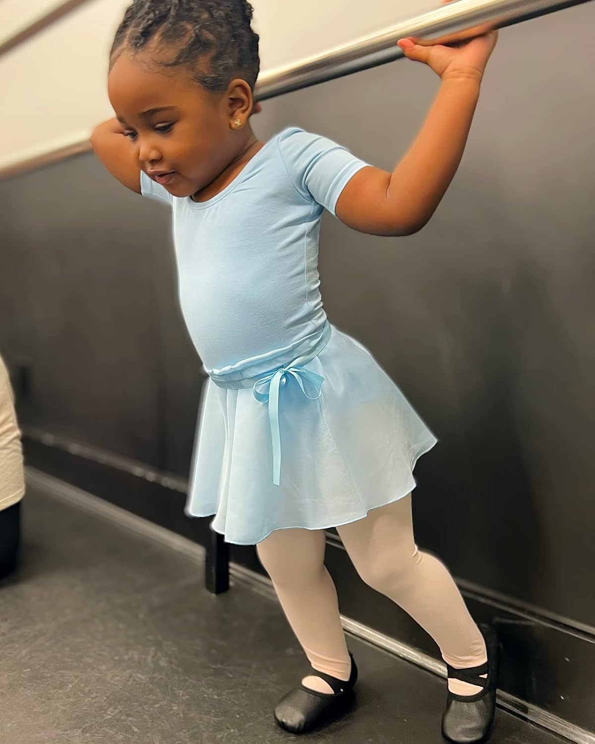 Stelle Girls Ballet Leotards Toddler Dance Combo with Skirt and Tights | Crew neck, Removable ballet skirt, Durable footed tights, Fully lined front, High elasticity & durable, Breathable(1-blue)