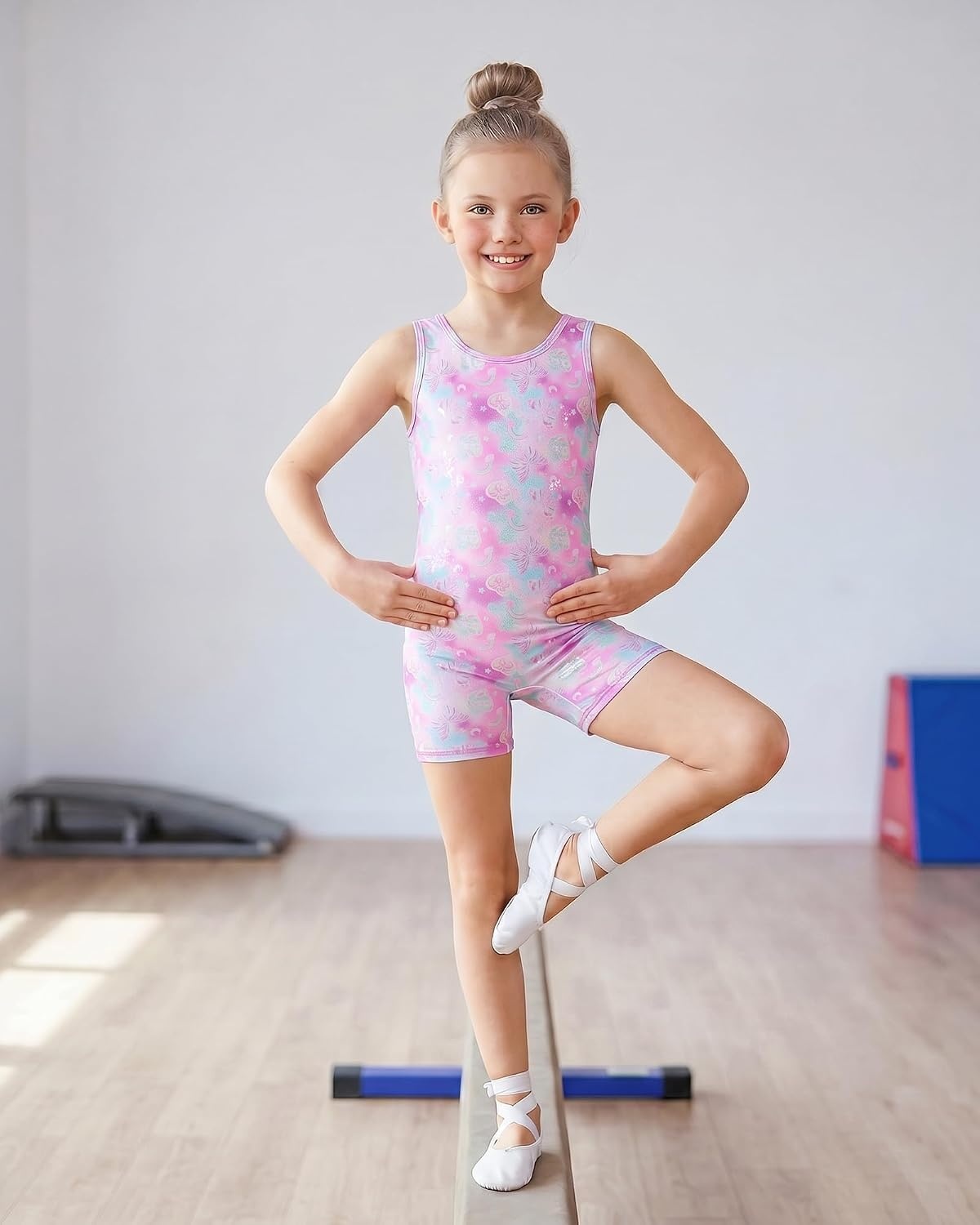 Stelle Gymnastics Leotards for Girls Unitards Biketards Tumbling Outfits(Bow Dreams)