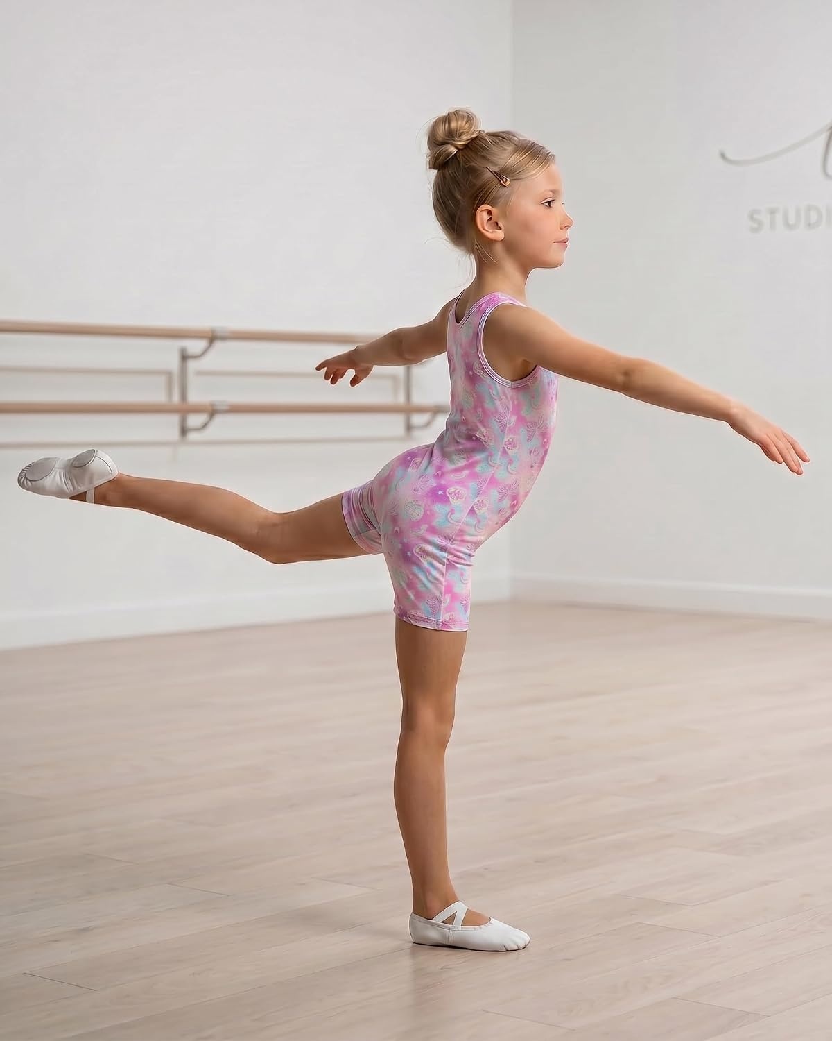 Stelle Gymnastics Leotards for Girls Unitards Biketards Tumbling Outfits(Bow Dreams)