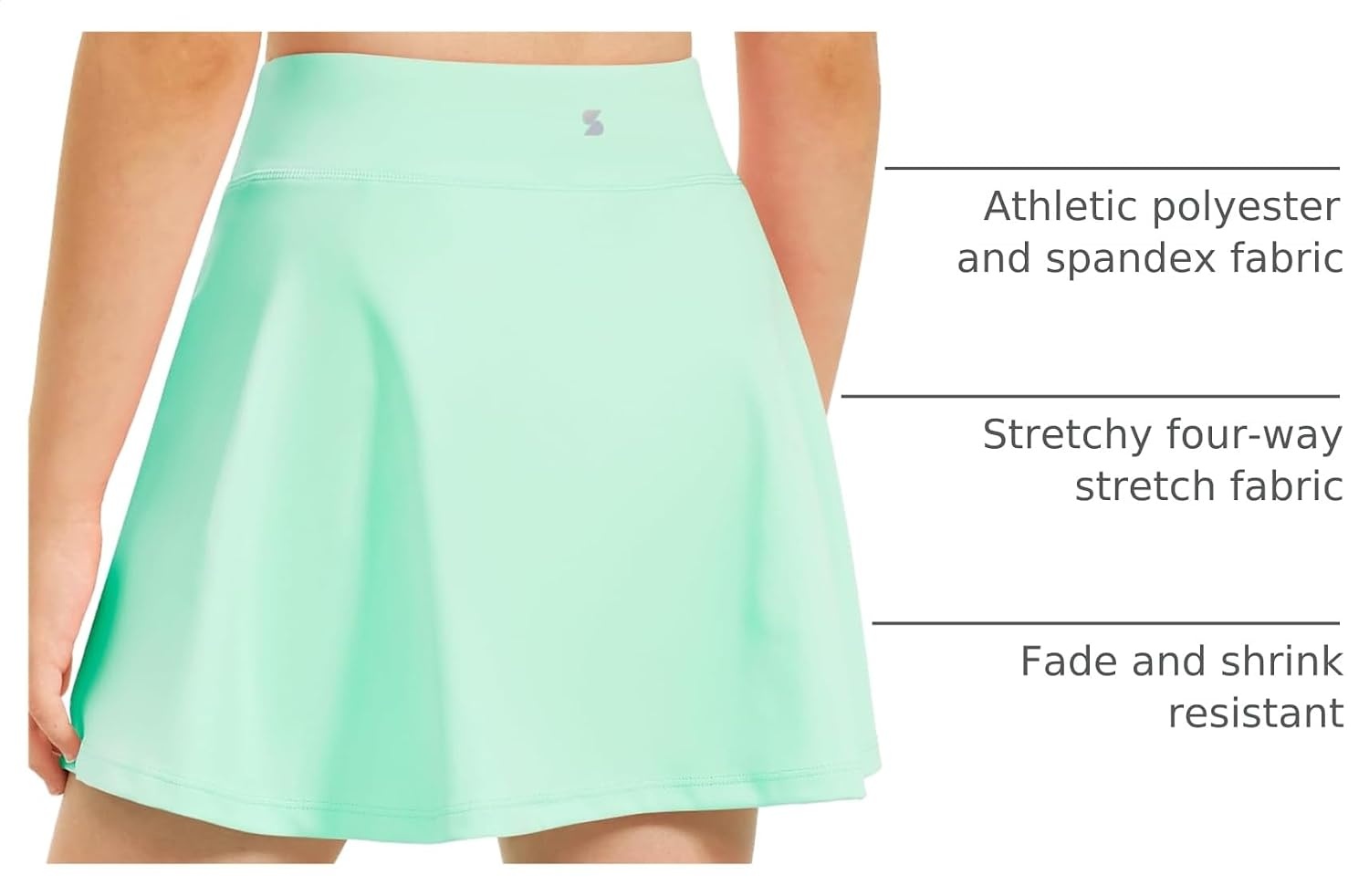 Stelle Girls A-Line Tennis Skort with Built-in Shorts for Sports Play(Mint Green)