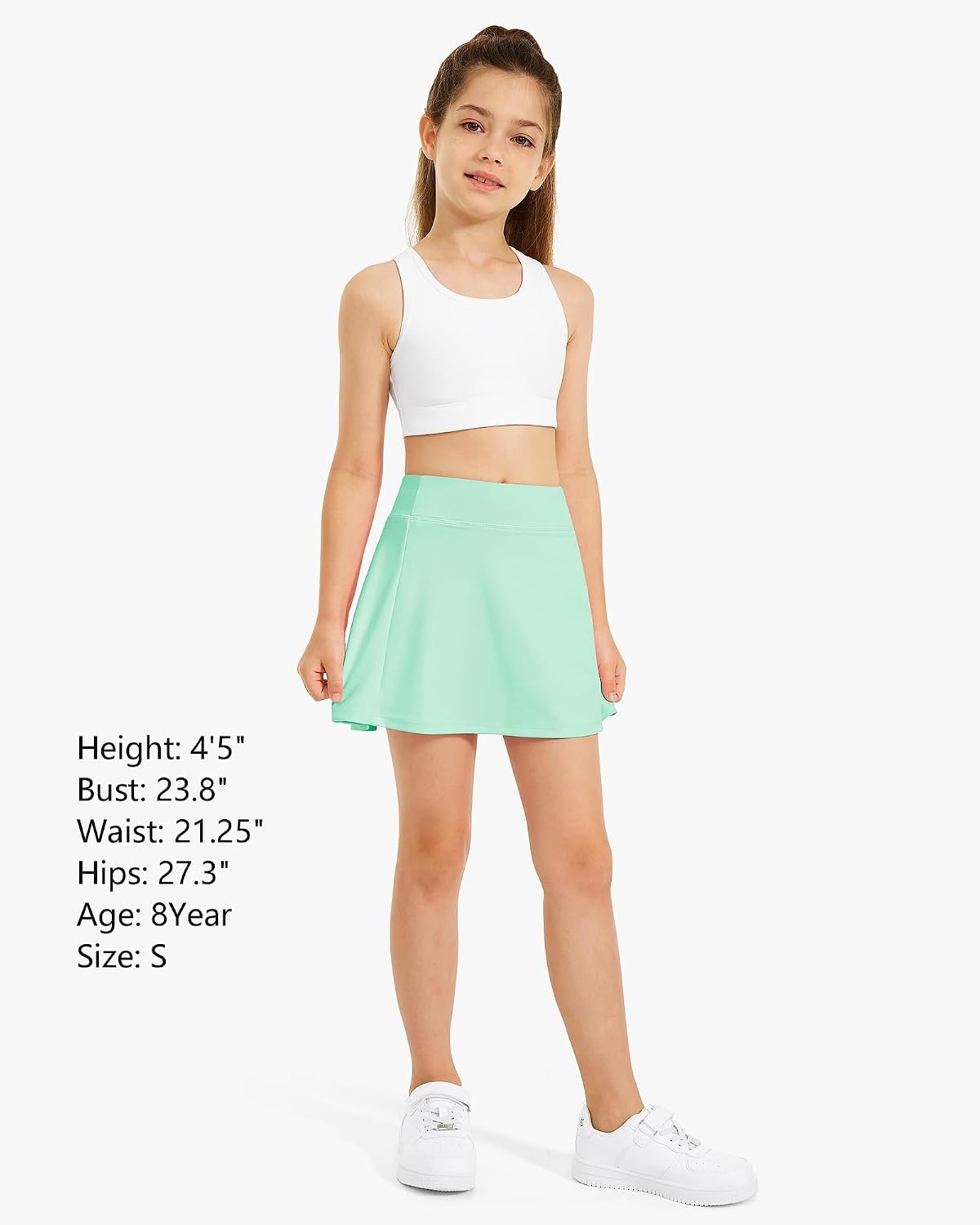 Stelle Girls A-Line Tennis Skort with Built-in Shorts for Sports Play(Mint Green)
