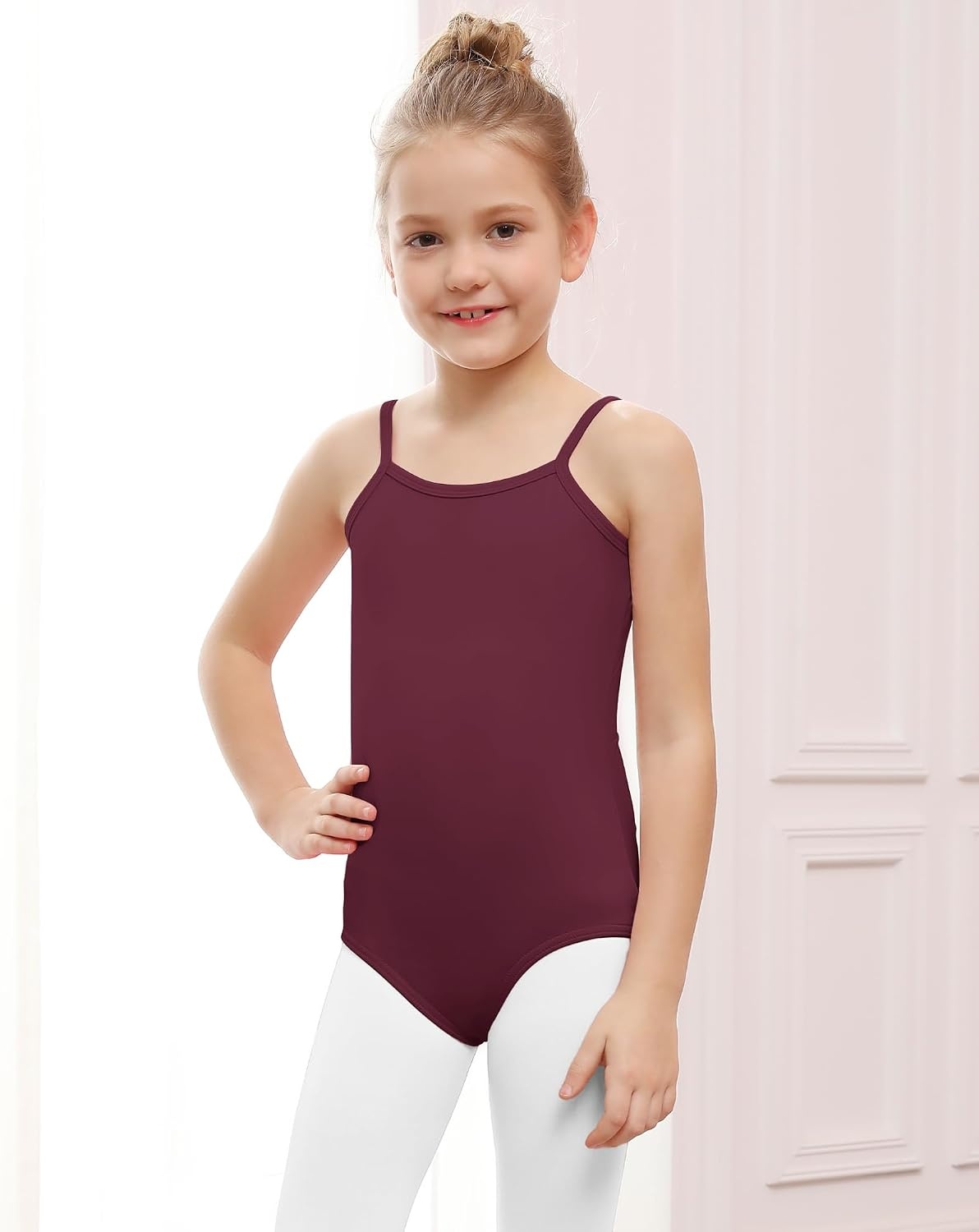 Stelle Gymnastics Leotards for Girls Camisole Ballet Tumbling Outfits 2-16Y(Cherry)