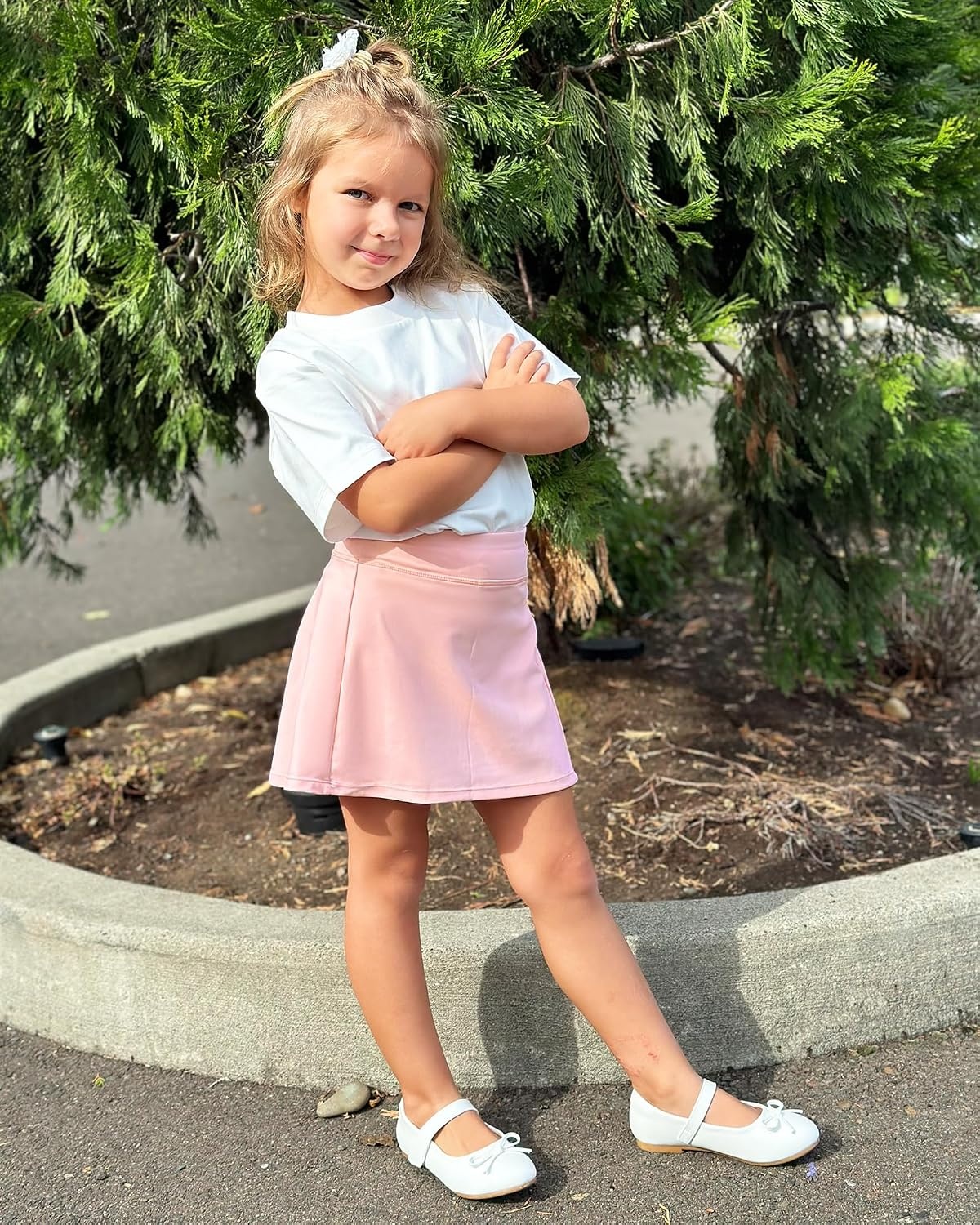 Stelle Girls A-Line Tennis Skort with Built-in Shorts for Sports Play | Lightweight fabric, Elastic waistband, Free movement, Tennis, Golf, Pickleball, School activities(Pink)