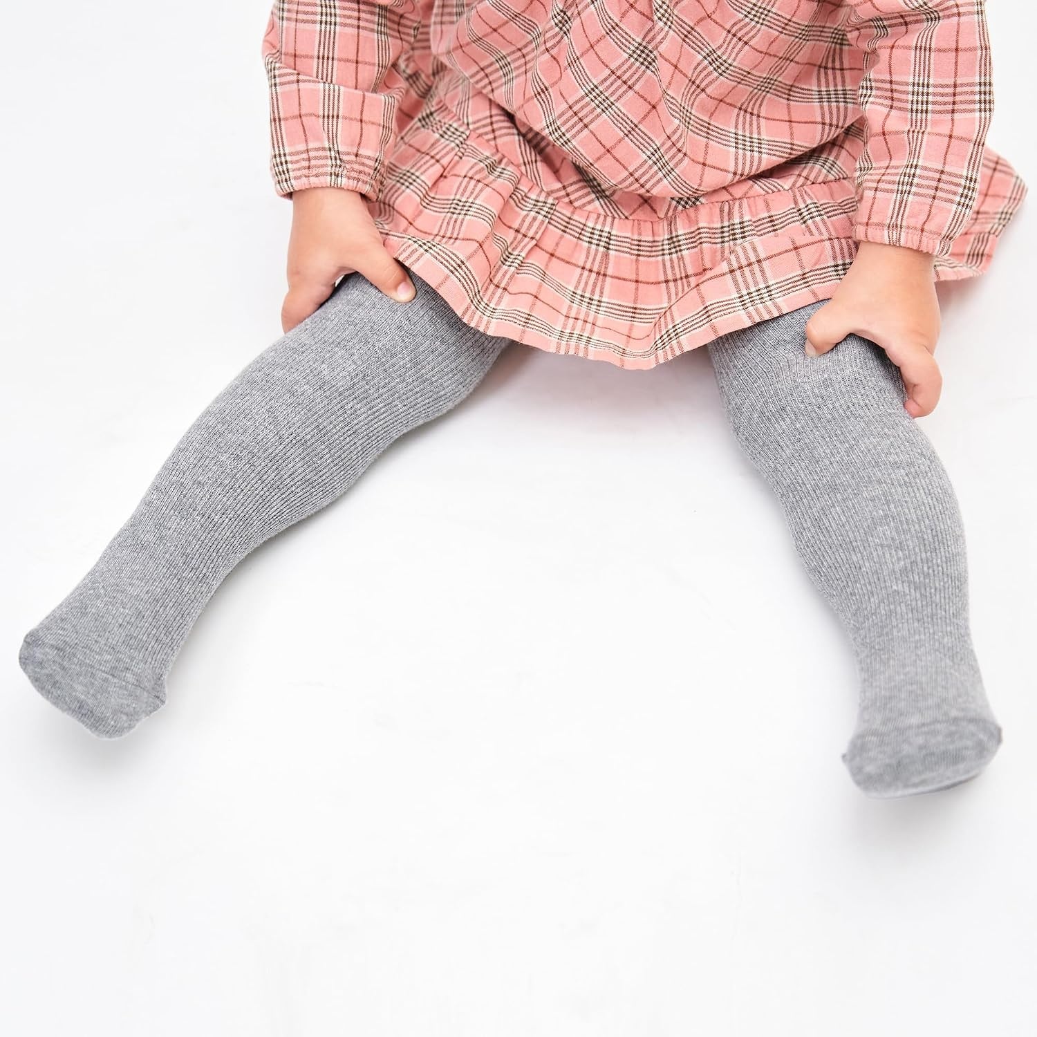 Stelle Toddler Girls Tights Baby Cable Knit Stockings Thick Cotton Legging(2-pack-grey)