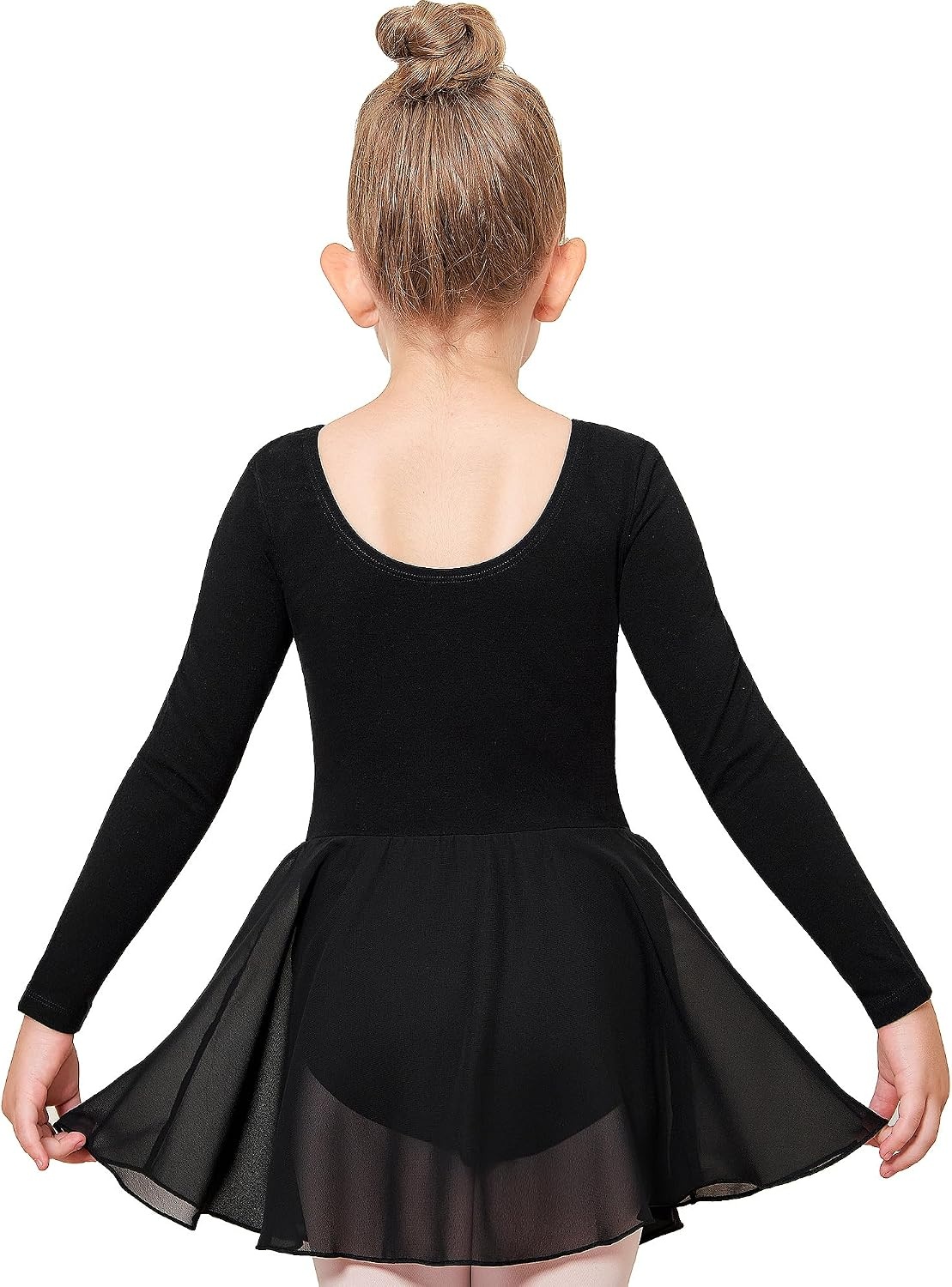 Stelle Ballet Leotards for Girls Long Sleeve Toddler Dance Leotard Outfits(Black)