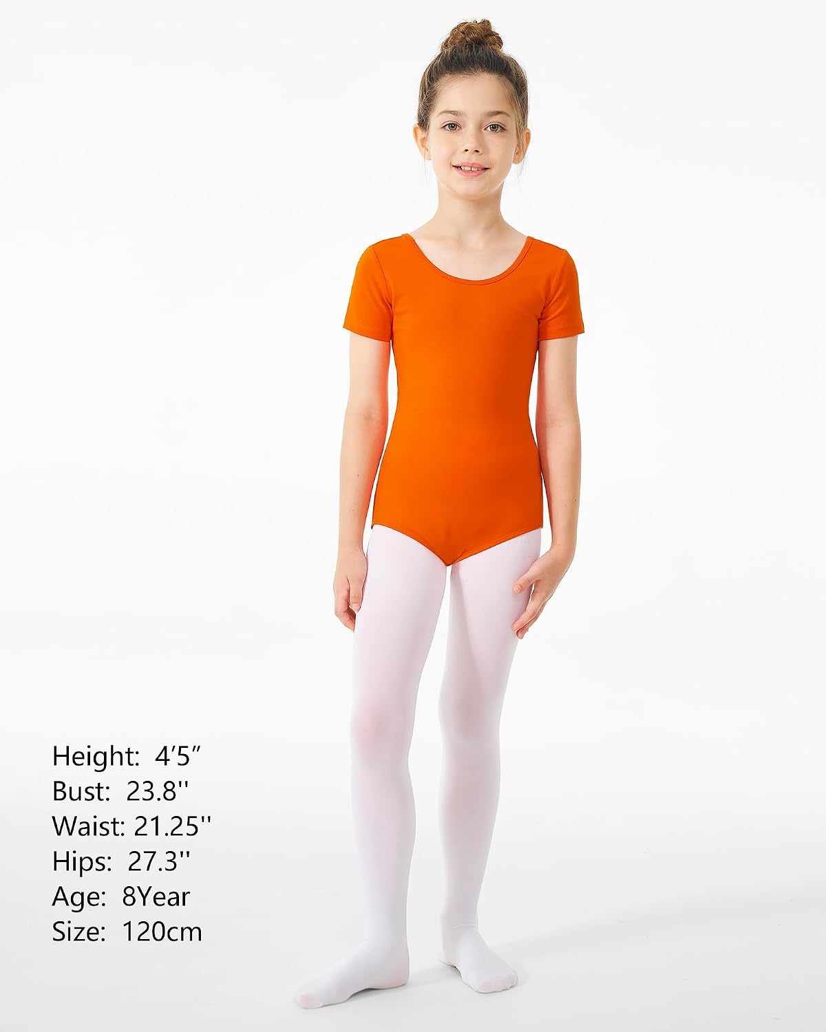 Stelle Girls Cotton Ballet Dance Leotard with Bow Back for Dance Class | Cotton, Soft stretch fabric, Breathable, Comfort fit, Leotard for girls, Toddler, Ballet class, Gymnastics, Dance recital(1-orange)
